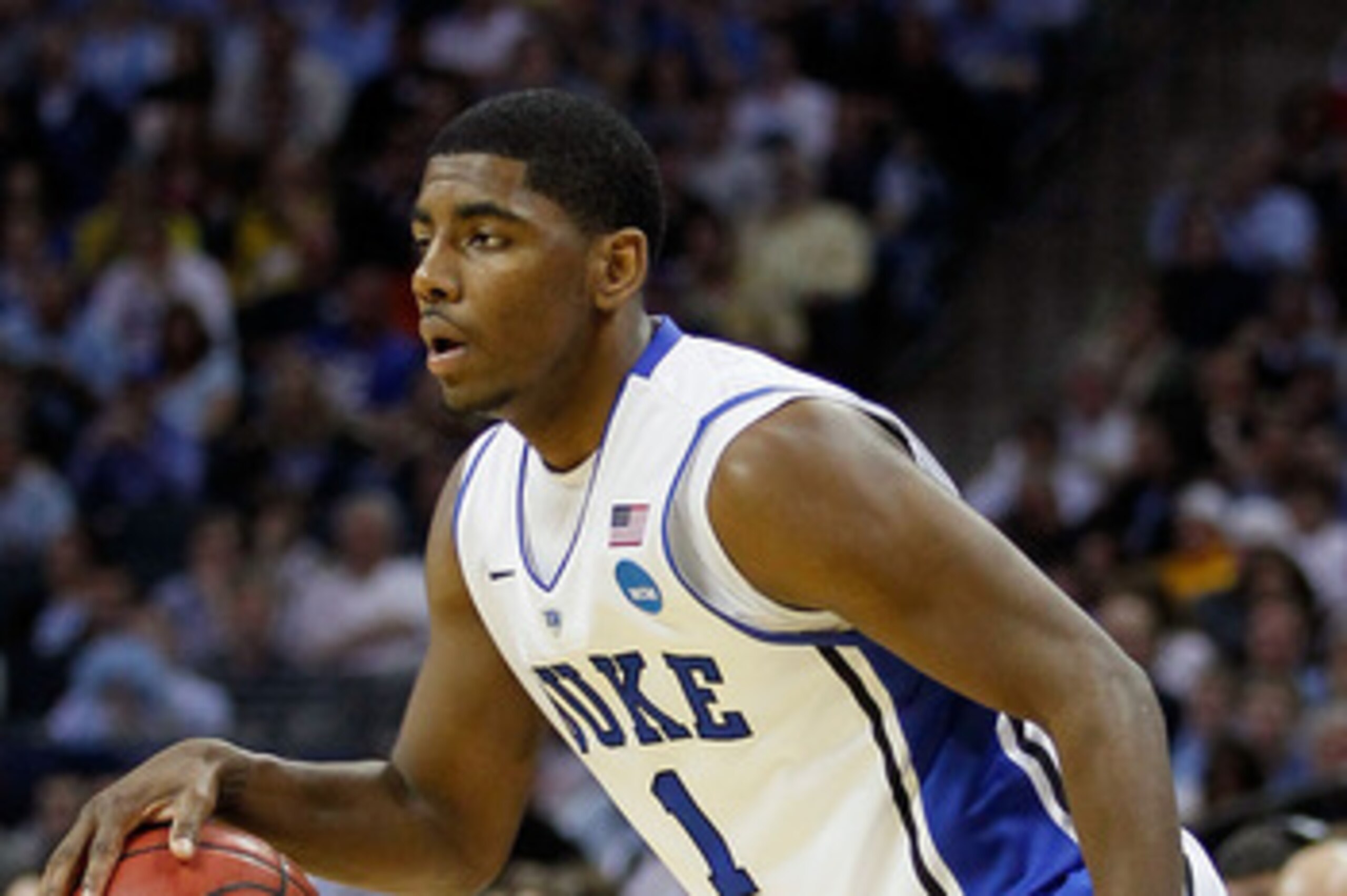 CHARLOTTE, NC - MARCH 20:  Kyrie Irving #1 of the Duke Blue Devils moves the ball while taking on the Michigan Wolverines during the third round of the 2011 NCAA men's basketball tournament at Time Warner Cable Arena on March 20, 2011 in Charlotte, North 