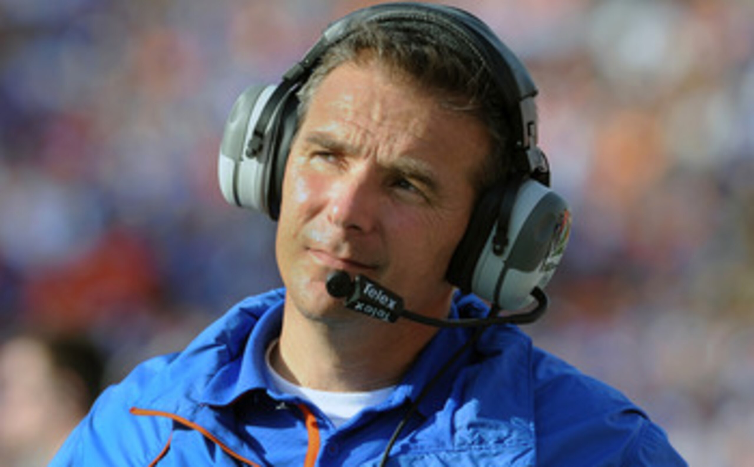 TAMPA, FL - JANUARY 1:  Coach Urban Meyer of the Florida Gators directs play against the Penn State Nittany Lions January 1, 2010 in the 25th Outback Bowl at Raymond James Stadium in Tampa, Florida.  (Photo by Al Messerschmidt/Getty Images)