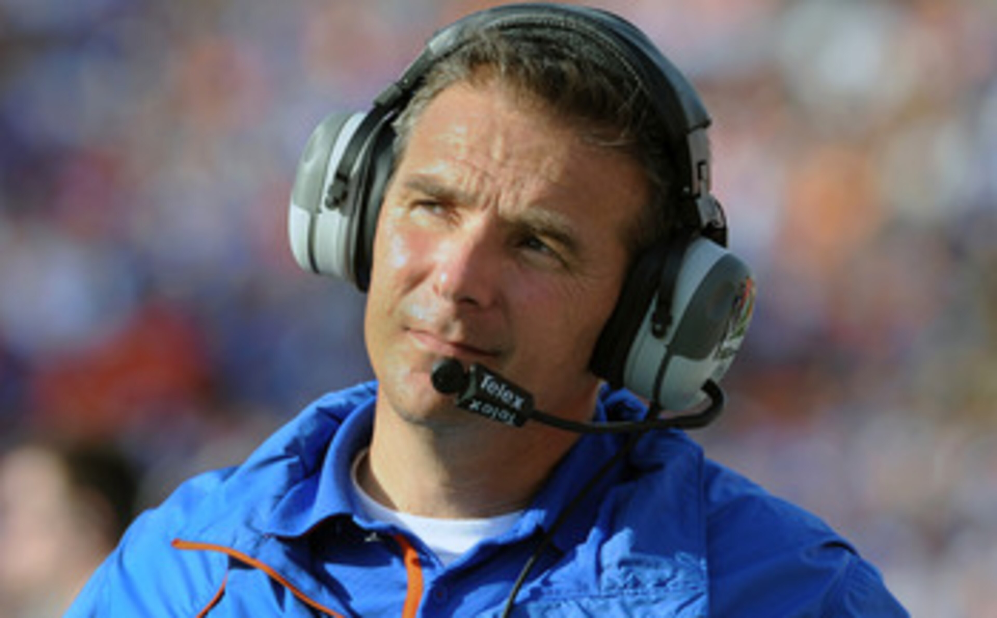 TAMPA, FL - JANUARY 1:  Coach Urban Meyer of the Florida Gators directs play against the Penn State Nittany Lions January 1, 2010 in the 25th Outback Bowl at Raymond James Stadium in Tampa, Florida.  (Photo by Al Messerschmidt/Getty Images)