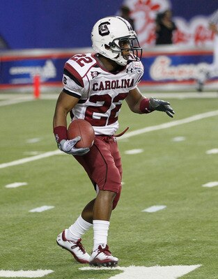 ATLANTA, GA - DECEMBER 31:  Bryce Sherman #22 of the South Carolina Gamecocks against the Florida State Seminoles during the 2010 Chick-fil-A Bowl at Georgia Dome on December 31, 2010 in Atlanta, Georgia.  (Photo by Kevin C. Cox/Getty Images)