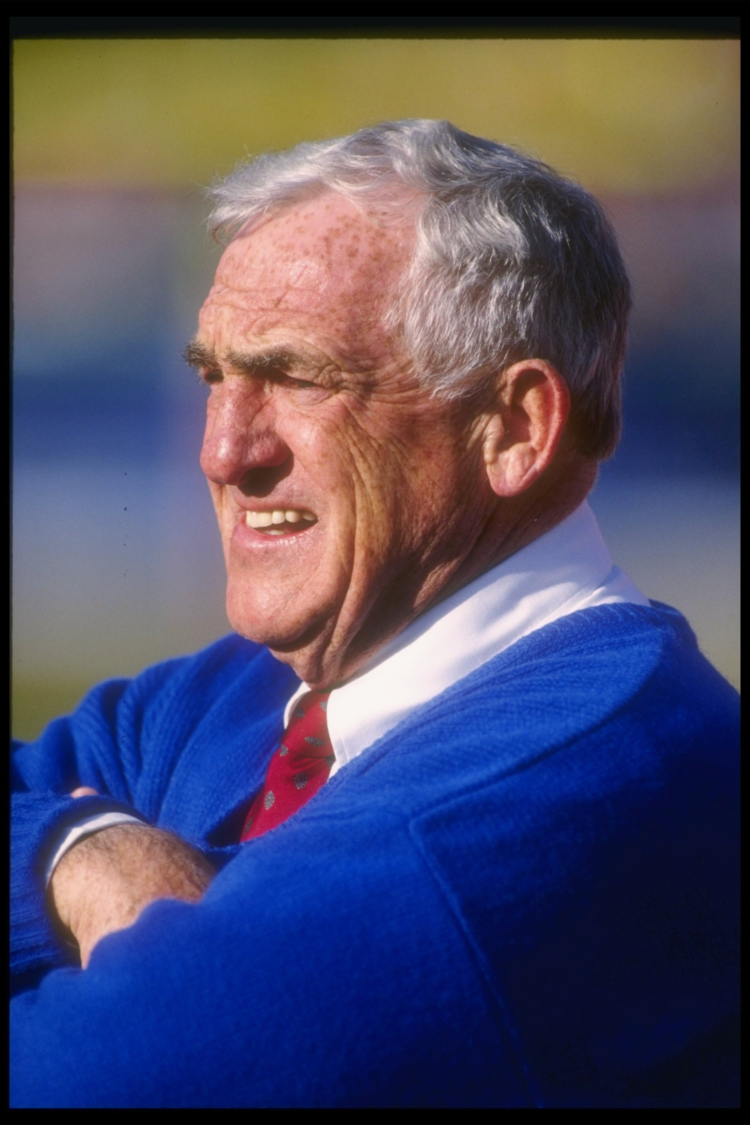 1 Dec 1991: New England Patriots head coach Dick MacPherson looks on during a game against the Denver Broncos at Mile High Stadium in Denver, Colorado. The Broncos won the game, 20-3. Mandatory Credit: Tim DeFrisco /Allsport 1 Dec 1991: New England Patriots head coach Dick MacPherson looks on during a game against the Denver Broncos at Mile High Stadium in Denver, Colorado. The Broncos won the game, 20-3. Mandatory Credit: Tim DeFrisco /Allsport