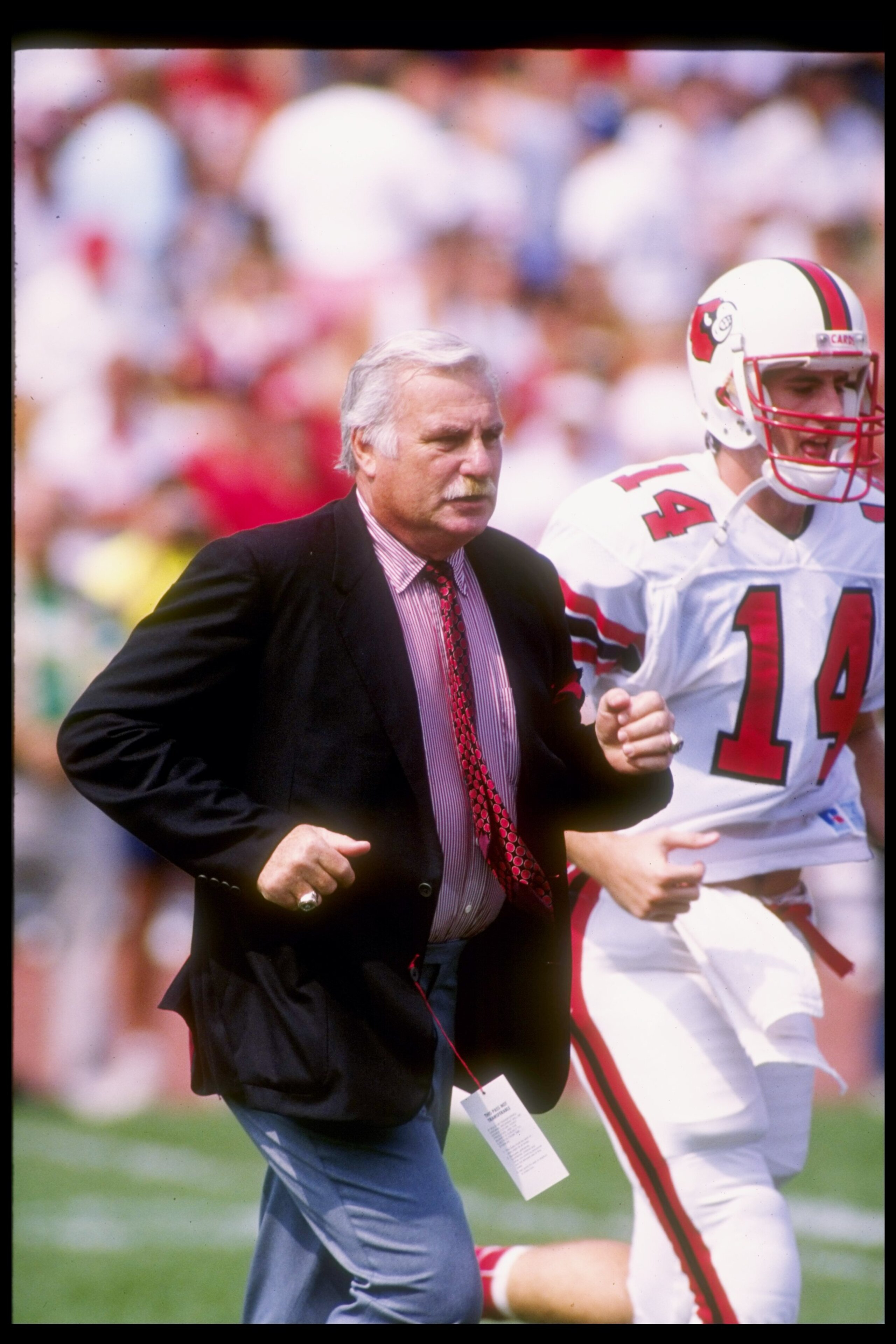 14 Sep 1991: Howard Schnellenberger of the Louisville Cardinals watches his players during a game against the Ohio State Buckeyes at Ohio Stadium in Columbus, Ohio. Ohio State won the game 23-15. Mandatory Credit: Rick Stewart /Allsport 14 Sep 1991: Howard Schnellenberger of the Louisville Cardinals watches his players during a game against the Ohio State Buckeyes at Ohio Stadium in Columbus, Ohio. Ohio State won the game 23-15. Mandatory Credit: Rick Stewart /Allsport