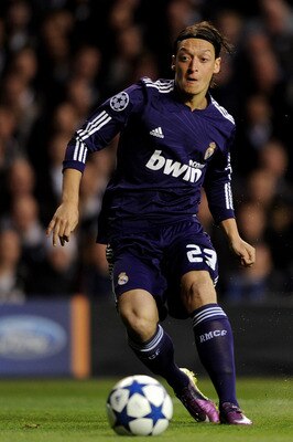 LONDON, ENGLAND - APRIL 13:  Mesut Ozil of Real Madrid in action the UEFA Champions League quarter final second leg match between Tottenham Hotspur and Real Madrid at White Hart Lane on April 13, 2011 in London, England.  (Photo by Jasper Juinen/Getty Ima
