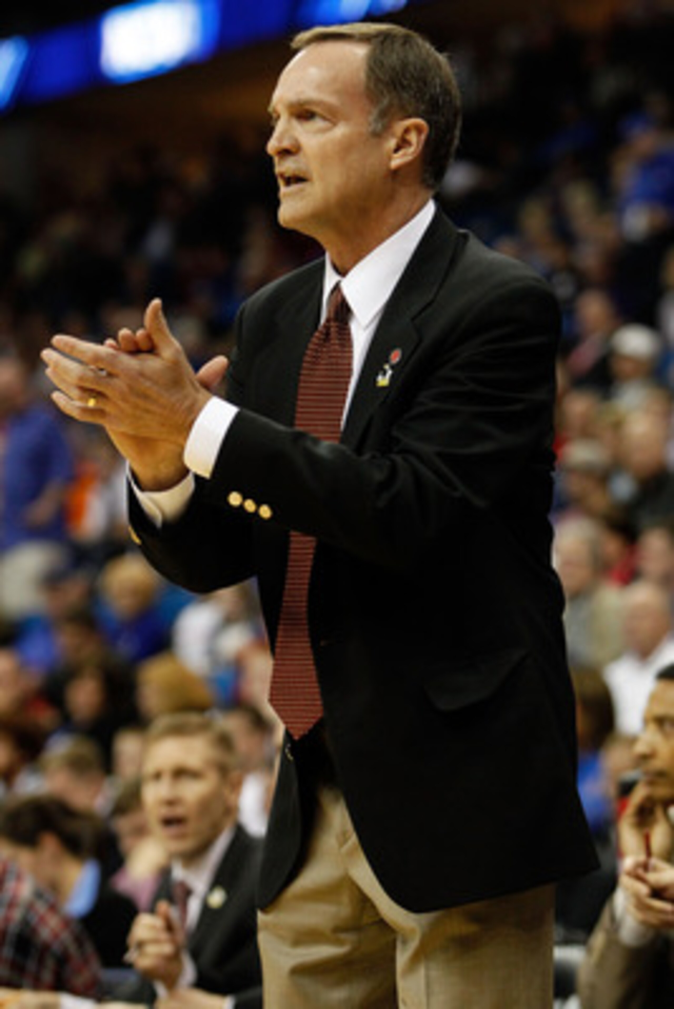 TULSA, OK - MARCH 18:  Head coach Lon Kruger of the UNLV Rebels looks on from the sidelines during the second round game against the Illinois Fighting Illini in the 2011 NCAA men's basketball tournament at BOK Center on March 18, 2011 in Tulsa, Oklahoma.