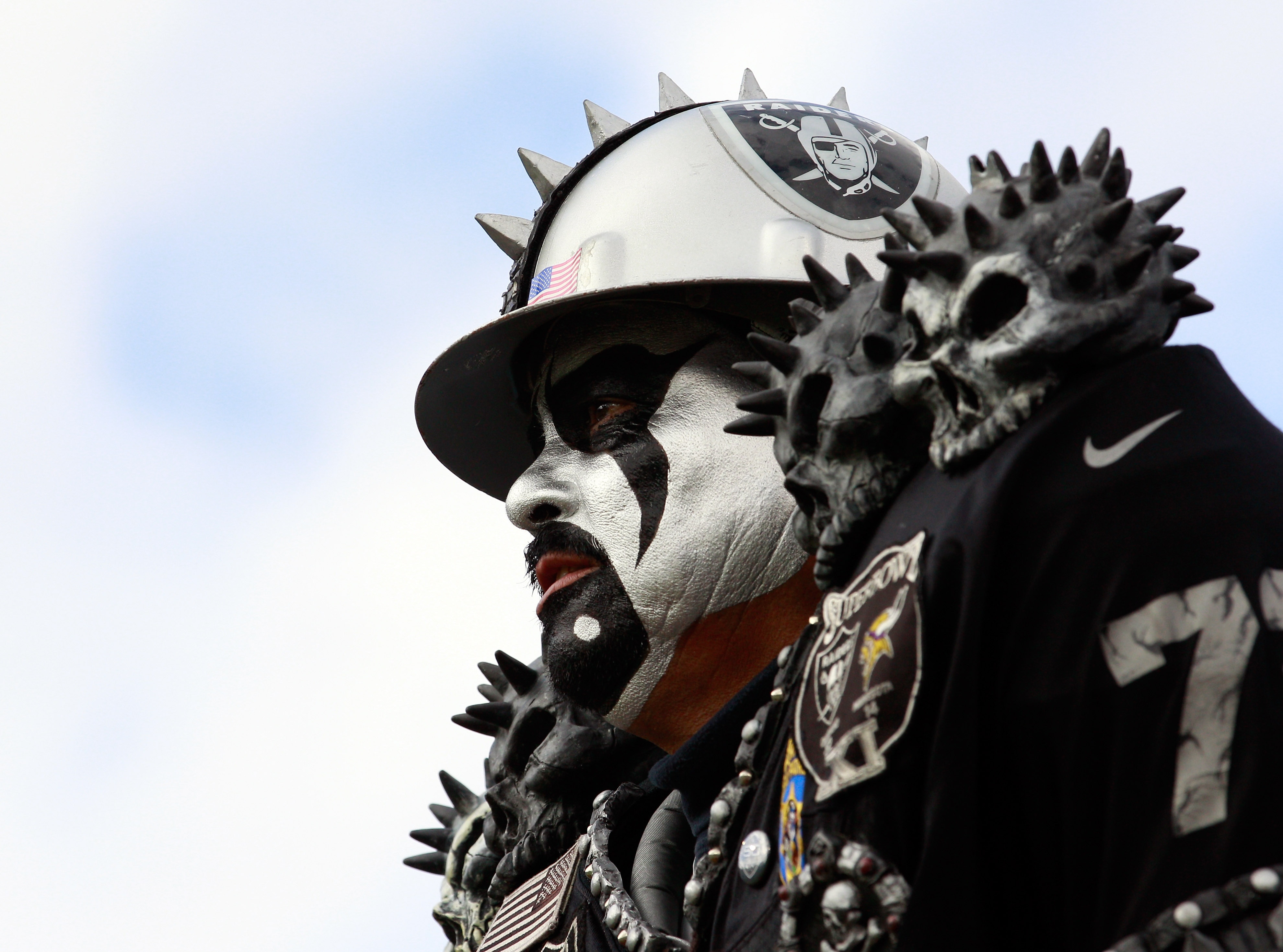 JACKSONVILLE, FL - DECEMBER 12:  A fan of the Oakland Raiders cheers during the game against the Jacksonville Jaguars at EverBank Field on December 12, 2010 in Jacksonville, Florida.  (Photo by Sam Greenwood/Getty Images)
