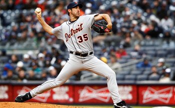 NEW YORK, NY - MARCH 31:  Justin Verlander #35 of the Detroit Tigers pitches against the New York Yankees on Opening Day at Yankee Stadium on March 31, 2011 in the Bronx borough of New York City.  (Photo by Jeff Zelevansky/Getty Images)