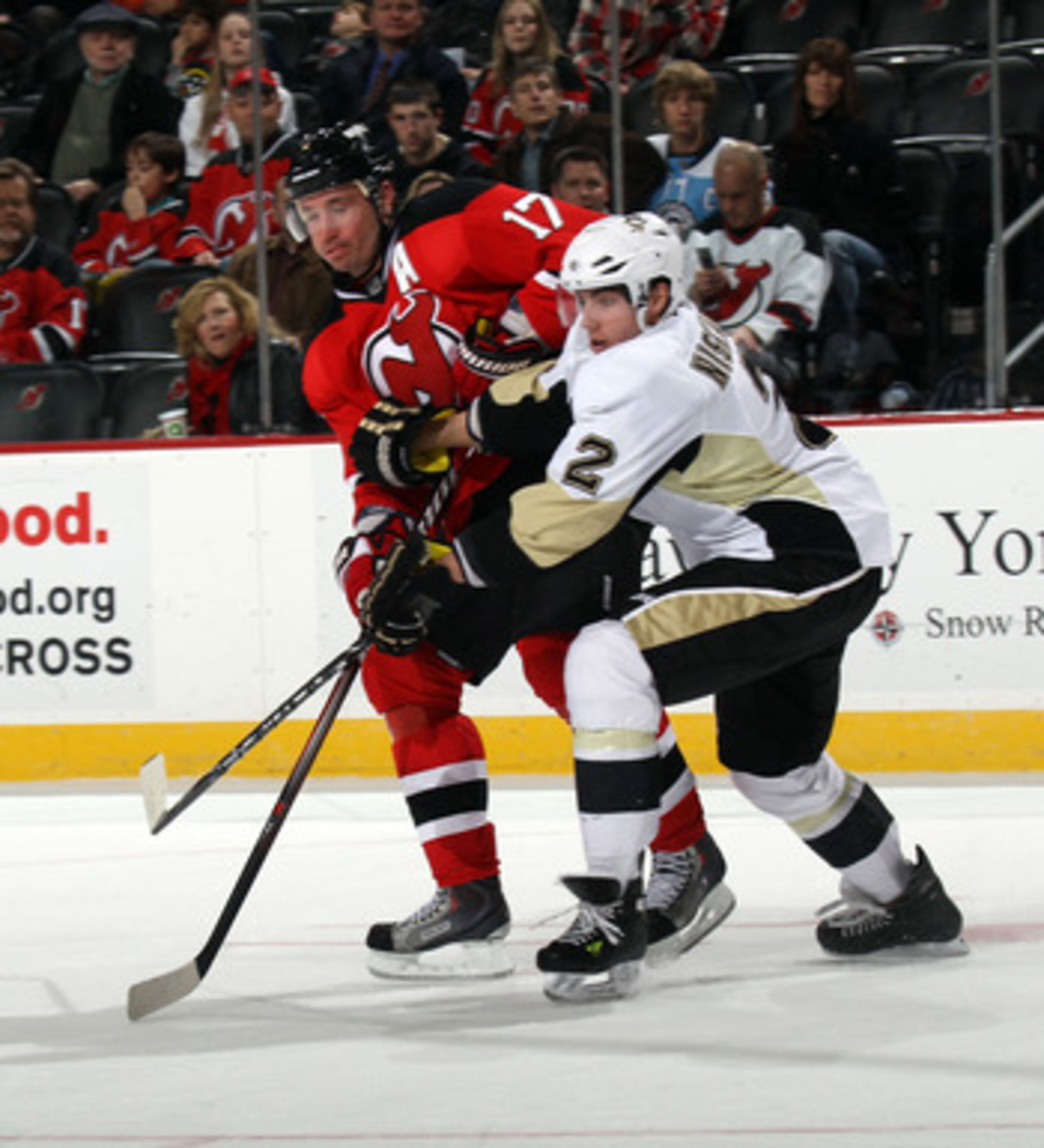 NEWARK, NJ - MARCH 04:  Matt Niskanen #2 of the Pittsburgh Penguins skates against the New Jersey Devils at the Prudential Center on March 4, 2011 in Newark, New Jersey. The Devils defeated the Penguins 2-1 in overtime.  (Photo by Bruce Bennett/Getty Imag