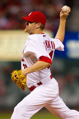 ST. LOUIS, MO - APRIL 23: Reliever Ryan Franklin #31 of the St. Louis Cardinals pitches against the Cincinnati Reds at Busch Stadium on April 23, 2011 in St. Louis, Missouri.  (Photo by Dilip Vishwanat/Getty Images)