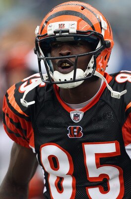 CHARLOTTE, NC - SEPTEMBER 26:  Chad Ochocinco #85 of the Cincinnati Bengals reacts against the Carolina Panthers during their game at Bank of America Stadium on September 26, 2010 in Charlotte, North Carolina.  (Photo by Streeter Lecka/Getty Images)