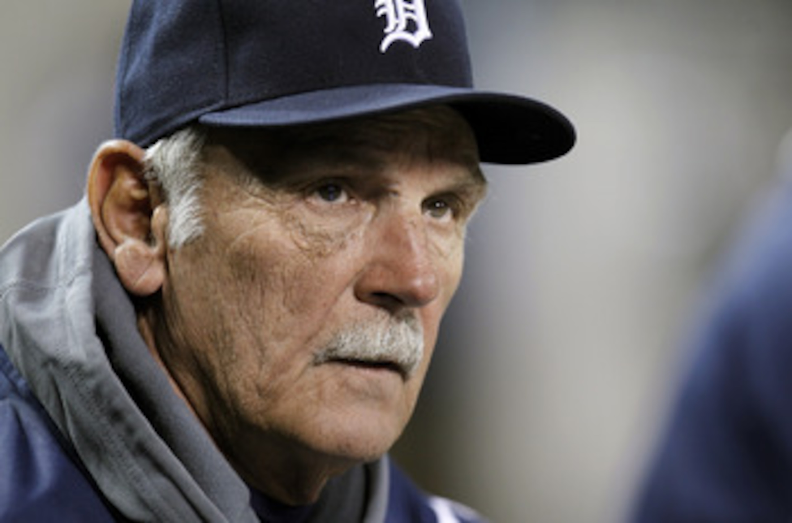 DETROIT, MI - MAY 02: Jim Leyland manager of the Detroit Tigers looks on while playing the New York Yankees at Comerica Park on May 2, 2011 in Detroit, Michigan. New York won the game 5-3. (Photo by Gregory Shamus/Getty Images)