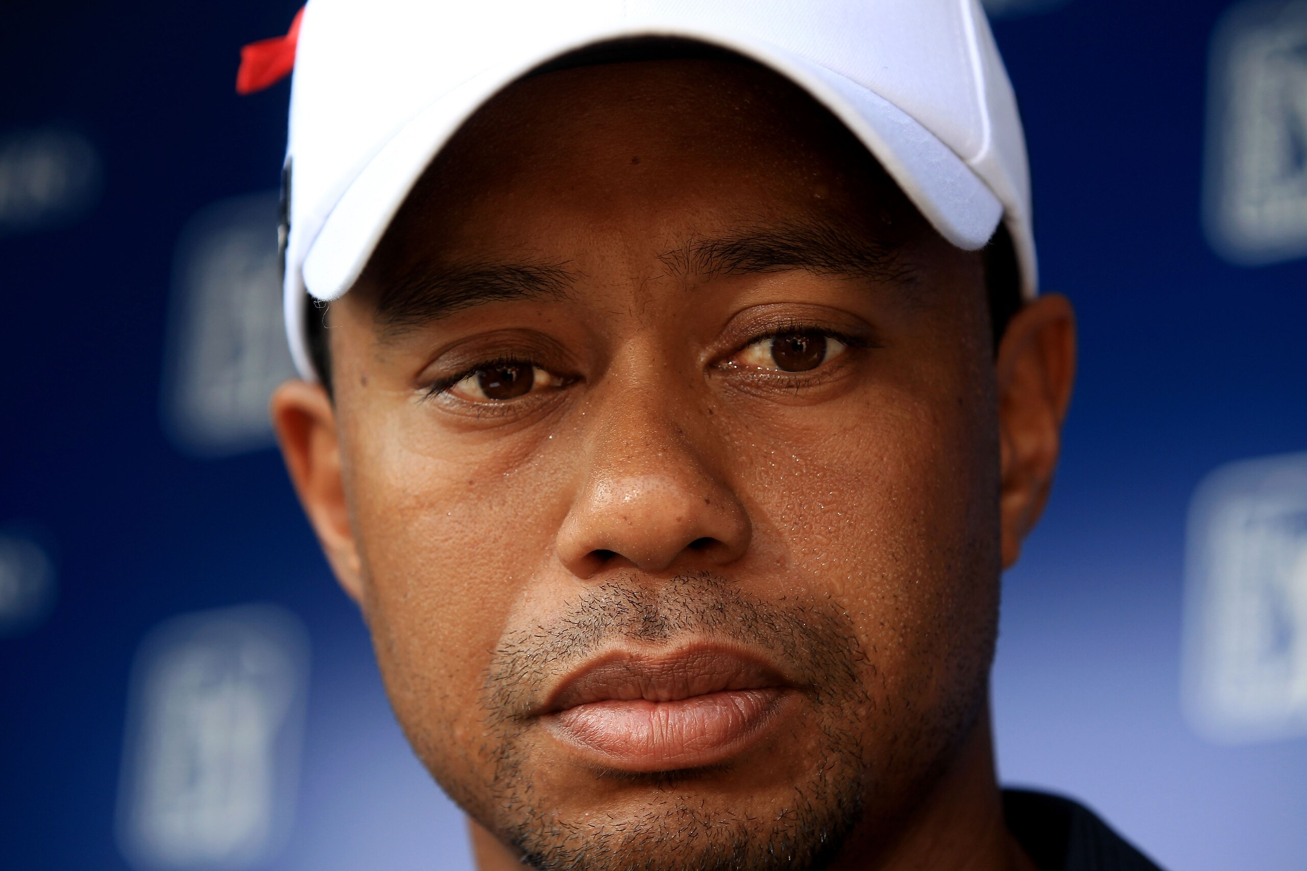 PONTE VEDRA BEACH, FL - MAY 12:  Tiger Woods addresses the media after withdrawing on the ninth hole during the first round of THE PLAYERS Championship held at THE PLAYERS Stadium course at TPC Sawgrass on May 12, 2011 in Ponte Vedra Beach, Florida.  (Pho