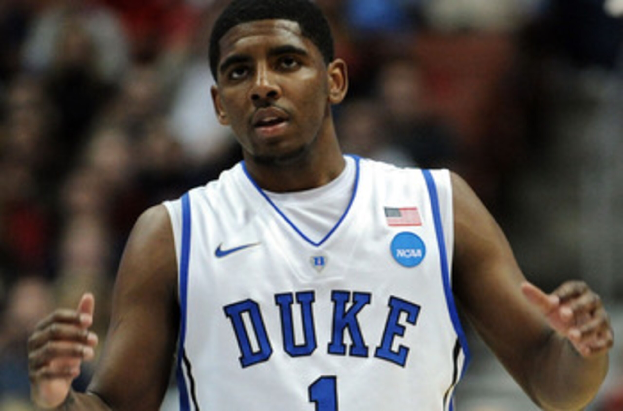 ANAHEIM, CA - MARCH 24:  Kyrie Irving #1 of the Duke Blue Devils looks on against the Arizona Wildcats during the west regional semifinal of the 2011 NCAA men's basketball tournament at the Honda Center on March 24, 2011 in Anaheim, California.  (Photo by