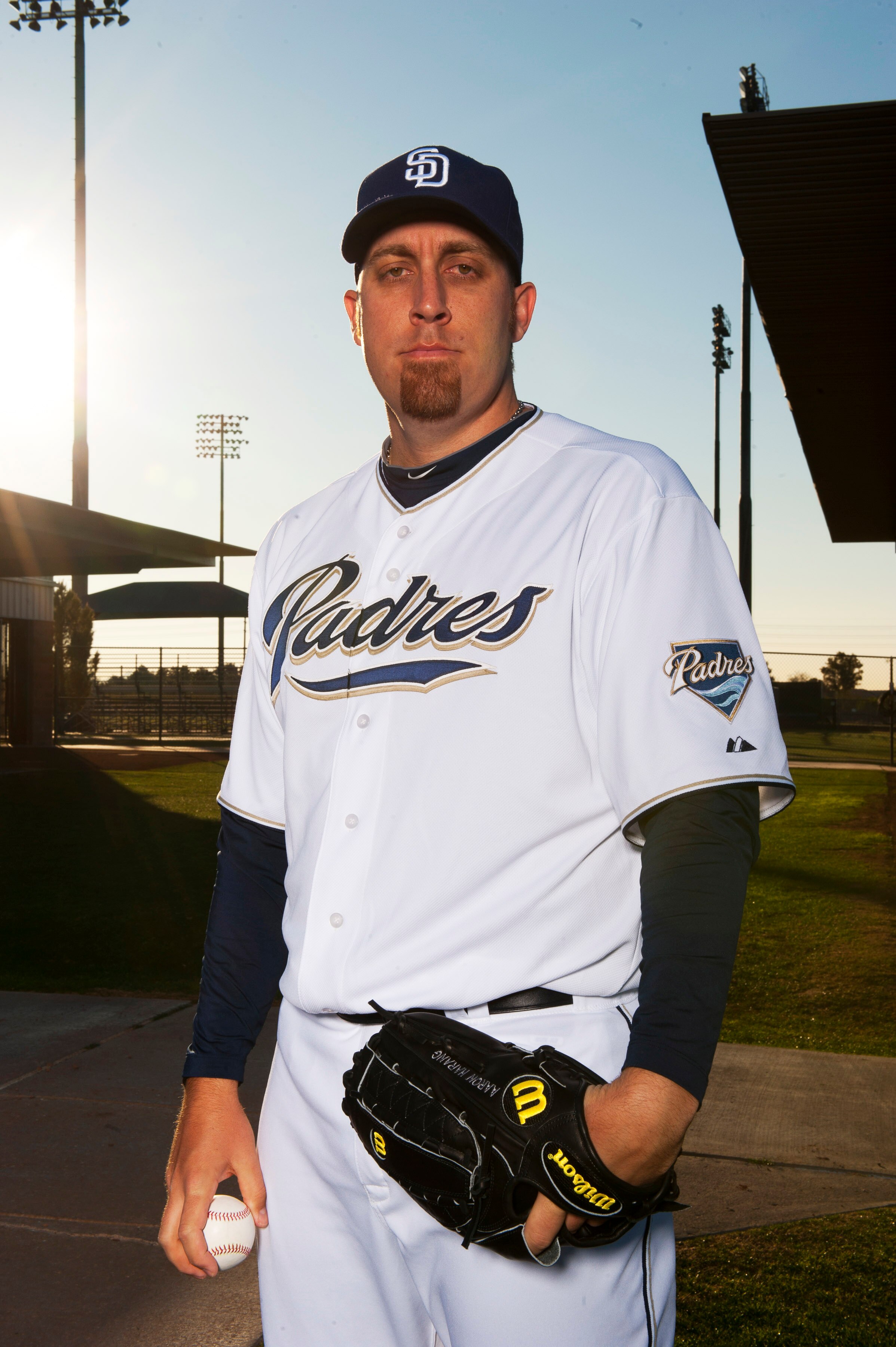 PEORIA, AZ - FEBRUARY 23: Aaron Harang #41 of the San Diego Padres poses during their photo day at the Padres Spring Training Complex on February 23, 2011 in Peoria, Arizona. (Photo by Rob Tringali/Getty Images)