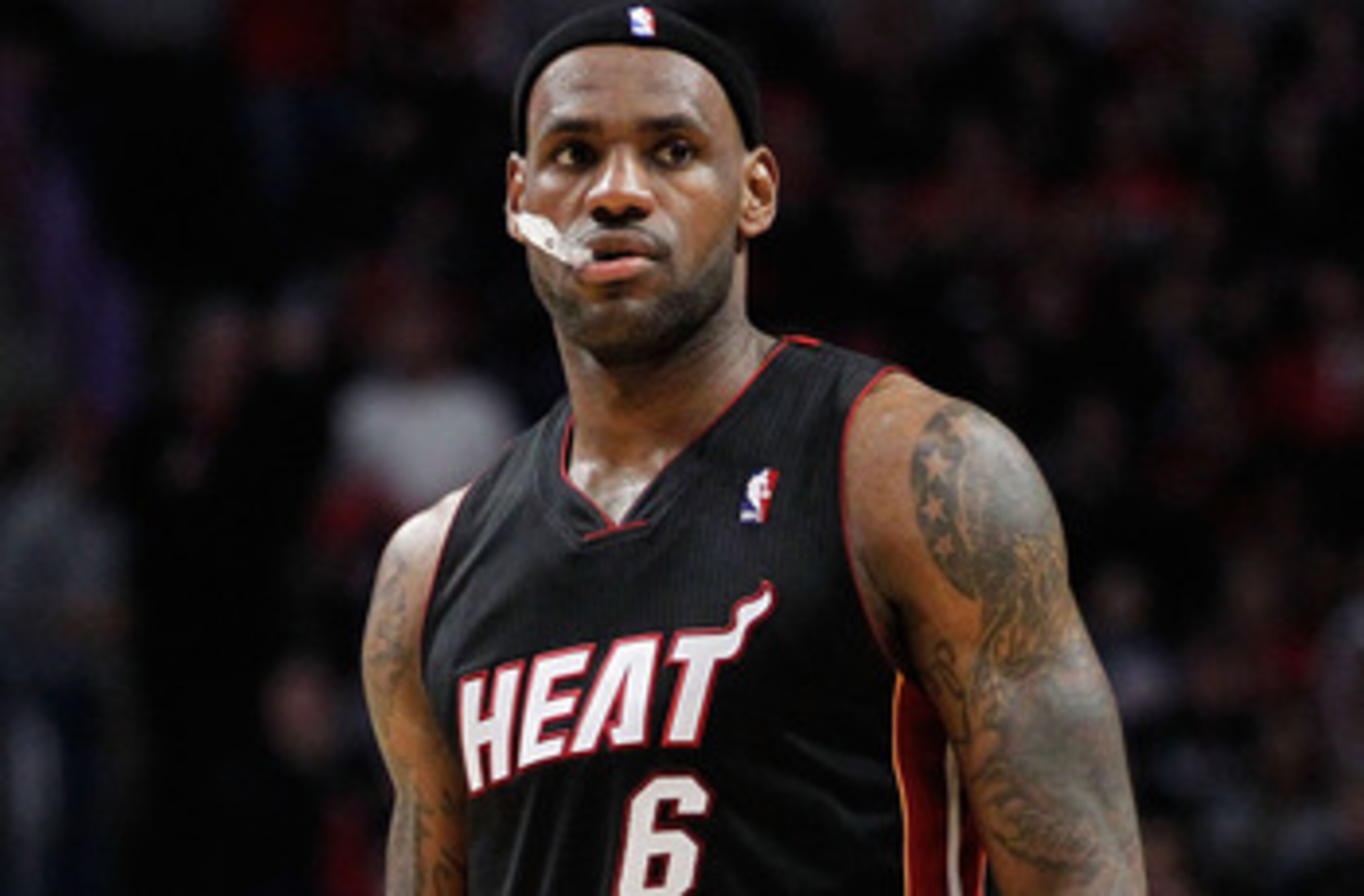 CHICAGO, IL - MAY 15:  LeBron James #6 of the Miami Heat looks on against the Chicago Bulls in Game One of the Eastern Conference Finals during the 2011 NBA Playoffs on May 15, 2011 at the United Center in Chicago, Illinois. NOTE TO USER: User expressly a