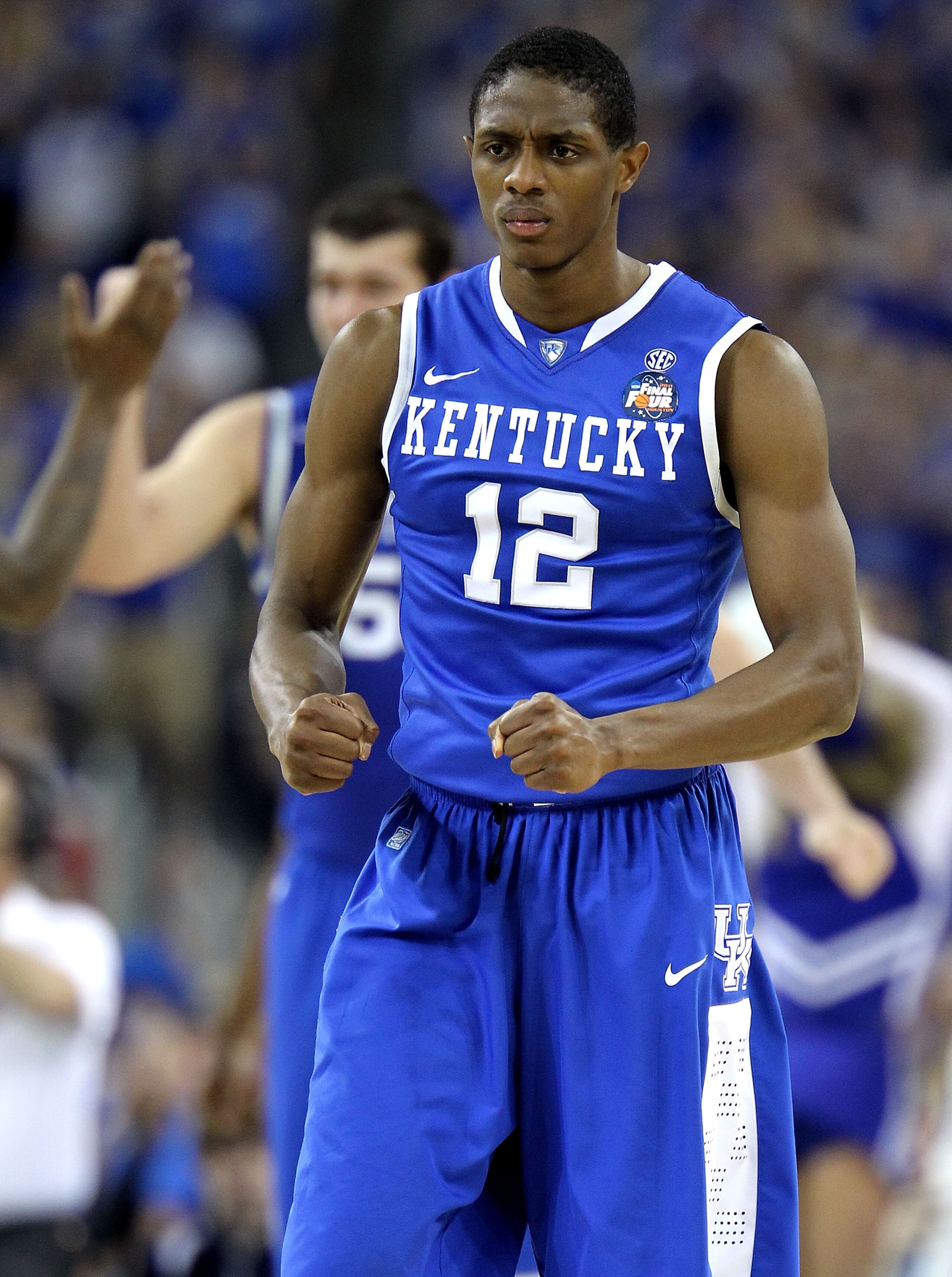 HOUSTON, TX - APRIL 02: Brandon Knight #12 of the Kentucky Wildcats reacts against the Connecticut Huskies during the National Semifinal game of the 2011 NCAA Division I Men's Basketball Championship at Reliant Stadium on April 2, 2011 in Houston, Texas. HOUSTON, TX - APRIL 02: Brandon Knight #12 of the Kentucky Wildcats reacts against the Connecticut Huskies during the National Semifinal game of the 2011 NCAA Division I Men's Basketball Championship at Reliant Stadium on April 2, 2011 in Houston, Texas.