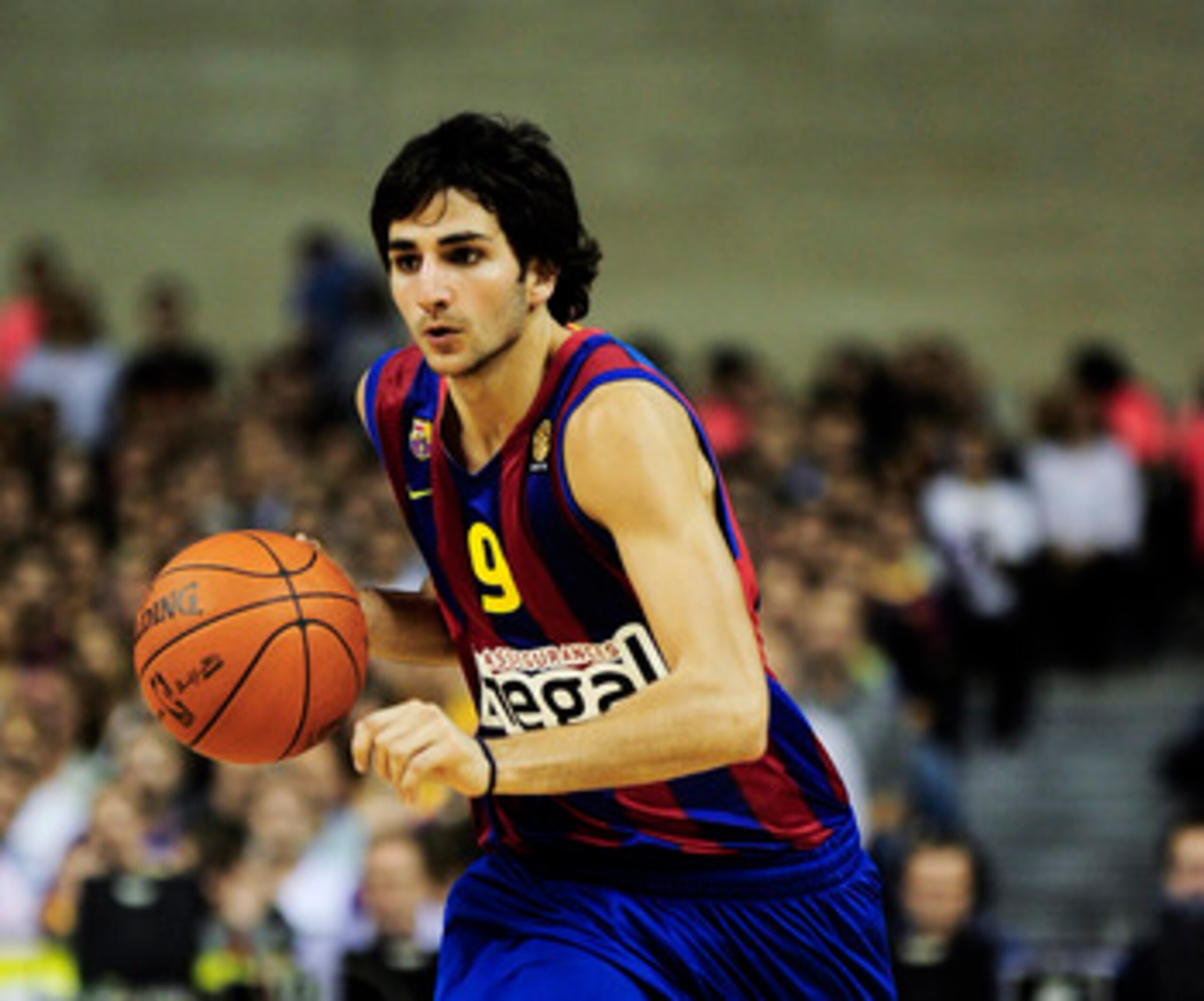 BARCELONA, SPAIN - OCTOBER 07:  Ricky Rubio #9 of the Regal FC Barcelona in action during the NBA Europe Live match between Los Angeles Lakers and Regal FC Barcelona at the at Palau Blaugrana on October 7, 2010 in Barcelona, Spain.  (Photo by David Ramos/