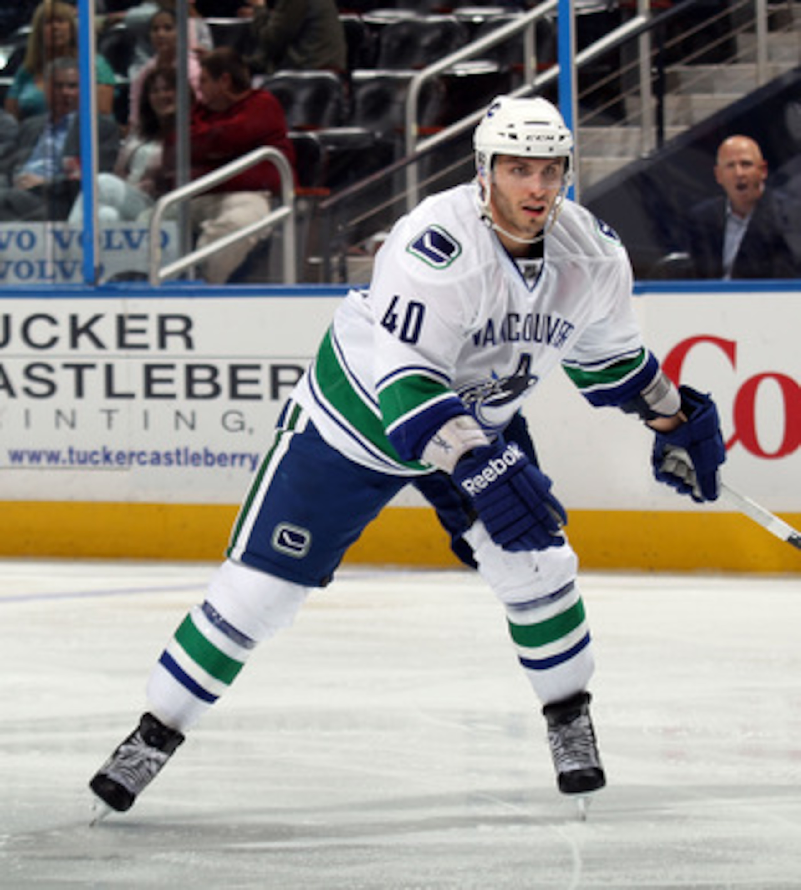 ATLANTA, GA - MARCH 25:  Maxim Lapierre #40 of the Vancouver Canucks skates against the Atlanta Thrashers at the Philips Arena on March 25, 2011 in Atlanta, Georgia.  (Photo by Bruce Bennett/Getty Images)