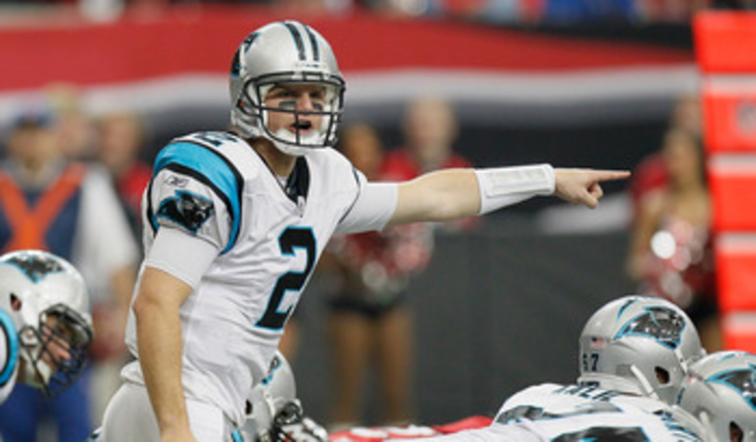 ATLANTA, GA - JANUARY 02:  Quarterback Jimmy Clausen #2 of the Carolina Panthers against the Atlanta Falcons at Georgia Dome on January 2, 2011 in Atlanta, Georgia.  (Photo by Kevin C. Cox/Getty Images)