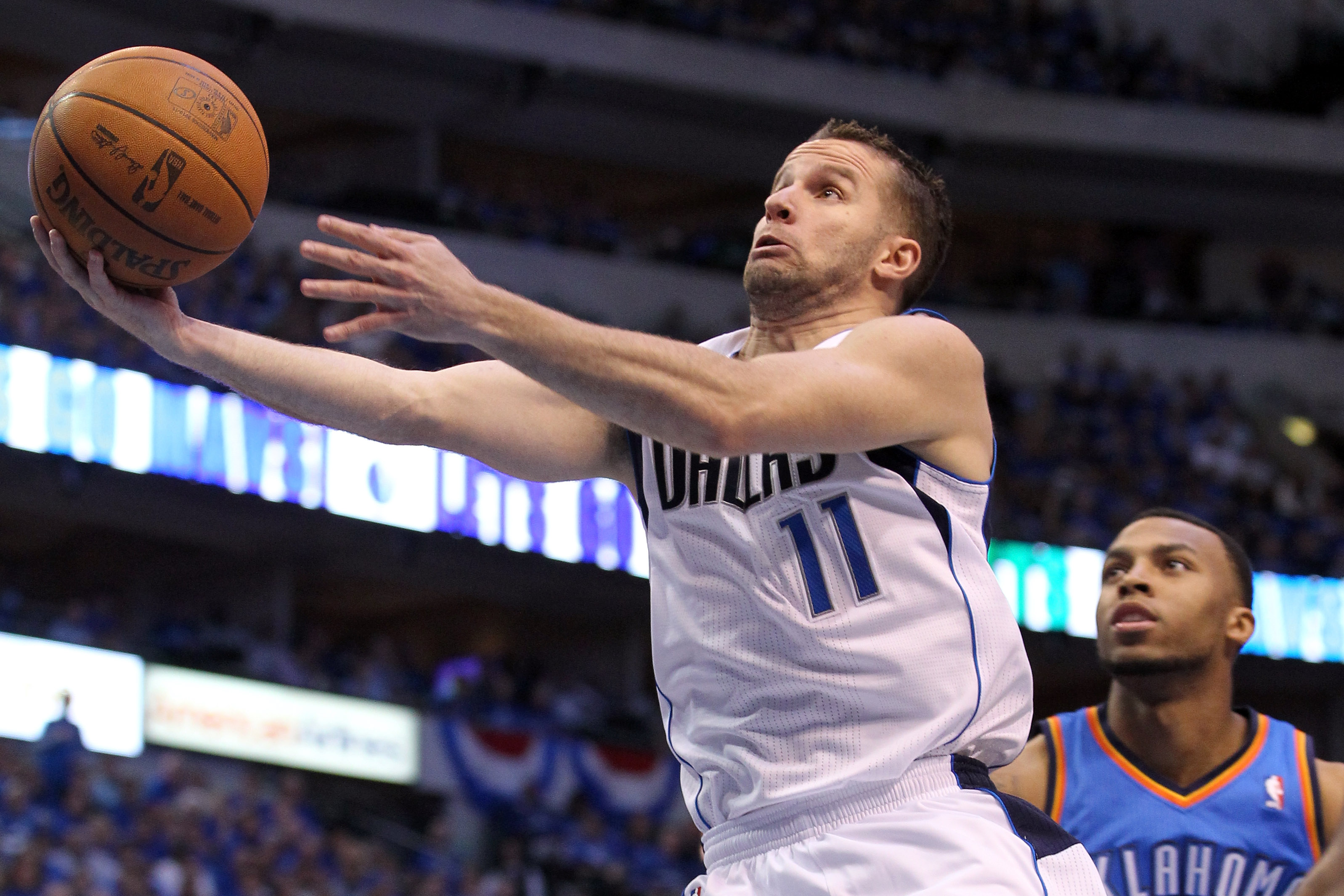 DALLAS, TX - MAY 17: Jose Juan Barea #11 of the Dallas Mavericks goes up for a shot in the first half against the Oklahoma City Thunder in Game One of the Western Conference Finals during the 2011 NBA Playoffs at American Airlines Center on May 17, 2011 DALLAS, TX - MAY 17: Jose Juan Barea #11 of the Dallas Mavericks goes up for a shot in the first half against the Oklahoma City Thunder in Game One of the Western Conference Finals during the 2011 NBA Playoffs at American Airlines Center on May 17, 2011