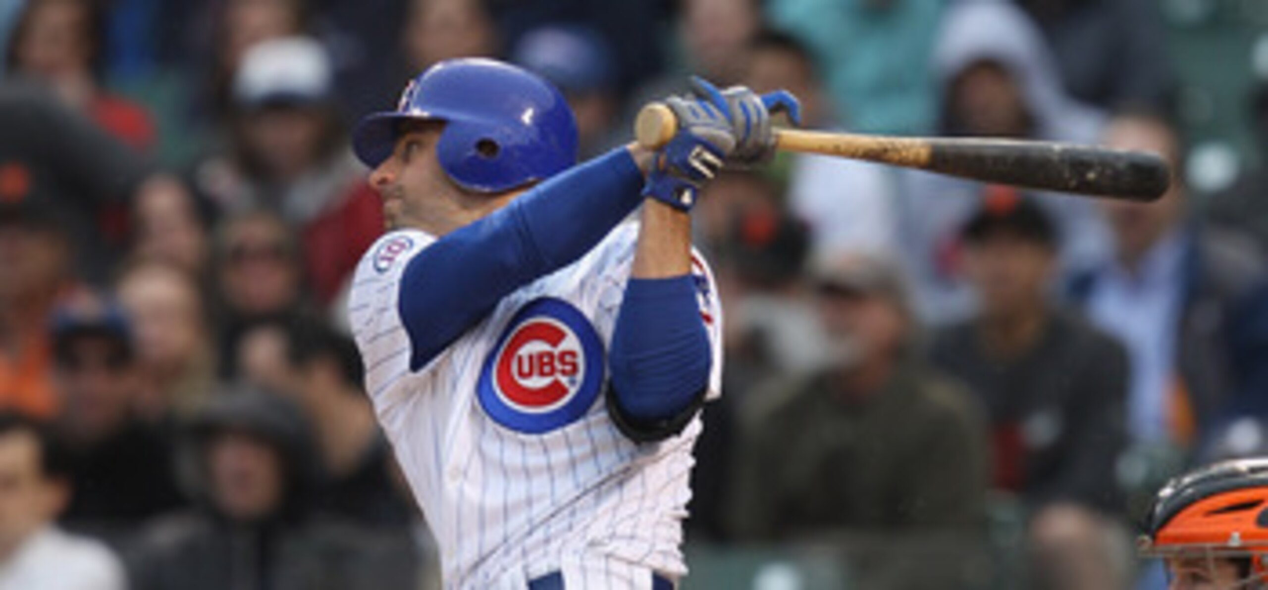 CHICAGO, IL - MAY 13: Reed Johnson #5 of the Chicago Cubs hits a run-scoring triple in the 7th inning against the San Francisco Giants at Wrigley Field on May 13, 2011 in Chicago, Illinois. The Cubs defeated the Giants 11-4. (Photo by Jonathan Daniel/Gett