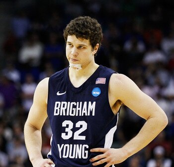 NEW ORLEANS, LA - MARCH 24:  Jimmer Fredette #32 of the Brigham Young Cougars reacts during their 74 to 83 loss to the Florida Gators in the Southeast regional of the 2011 NCAA men's basketball tournament at New Orleans Arena on March 24, 2011 in New Orle