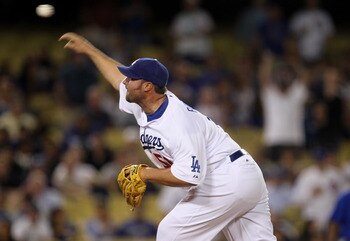 LOS ANGELES, CA - MAY 02:  Closer Jonathan Broxton #51 of the Los Angeles Dodgers throws a pitch in the ninth inning against the Chicago Cubs  on May 2, 2011 at Dodger Stadium in Los Angeles, California. Broxton picked up the save as the Dodgers won 5-2.