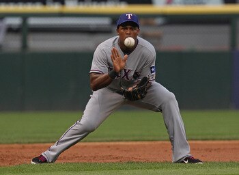 CHICAGO, IL - MAY 17: Adrian Beltre #29 of the Texas Rangers fields the ball at 3rd base against the Chicago White Sox at U.S. Cellular Field on May 17, 2011 in Chicago, Illinois. (Photo by Jonathan Daniel/Getty Images)