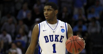 CHARLOTTE, NC - MARCH 20:  Kyrie Irving #1 of the Duke Blue Devils moves the ball while taking on the Michigan Wolverines during the third round of the 2011 NCAA men's basketball tournament at Time Warner Cable Arena on March 20, 2011 in Charlotte, North