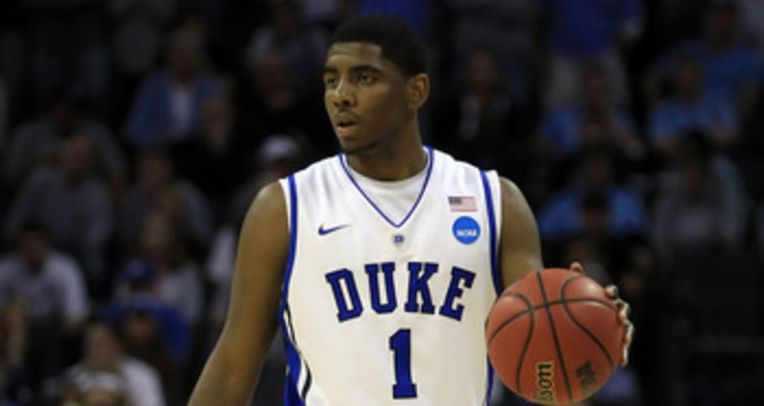 CHARLOTTE, NC - MARCH 20:  Kyrie Irving #1 of the Duke Blue Devils moves the ball while taking on the Michigan Wolverines during the third round of the 2011 NCAA men's basketball tournament at Time Warner Cable Arena on March 20, 2011 in Charlotte, North