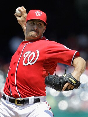 WASHINGTON, DC - MAY 15:  Starting pitcher Jason Marquis #21 of the Washington Nationals delivers to a Florida Marlins batter during the third inning at Nationals Park on May 15, 2011 in Washington, DC.  (Photo by Rob Carr/Getty Images)