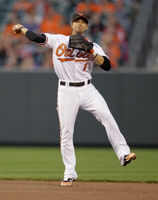 BALTIMORE, MD - MAY 12:  Second baseman Brian Roberts #1 of the Baltimore Orioles in action against the Seattle Mariners at Oriole Park at Camden Yards on May 12, 2011 in Baltimore, Maryland.  (Photo by Rob Carr/Getty Images)
