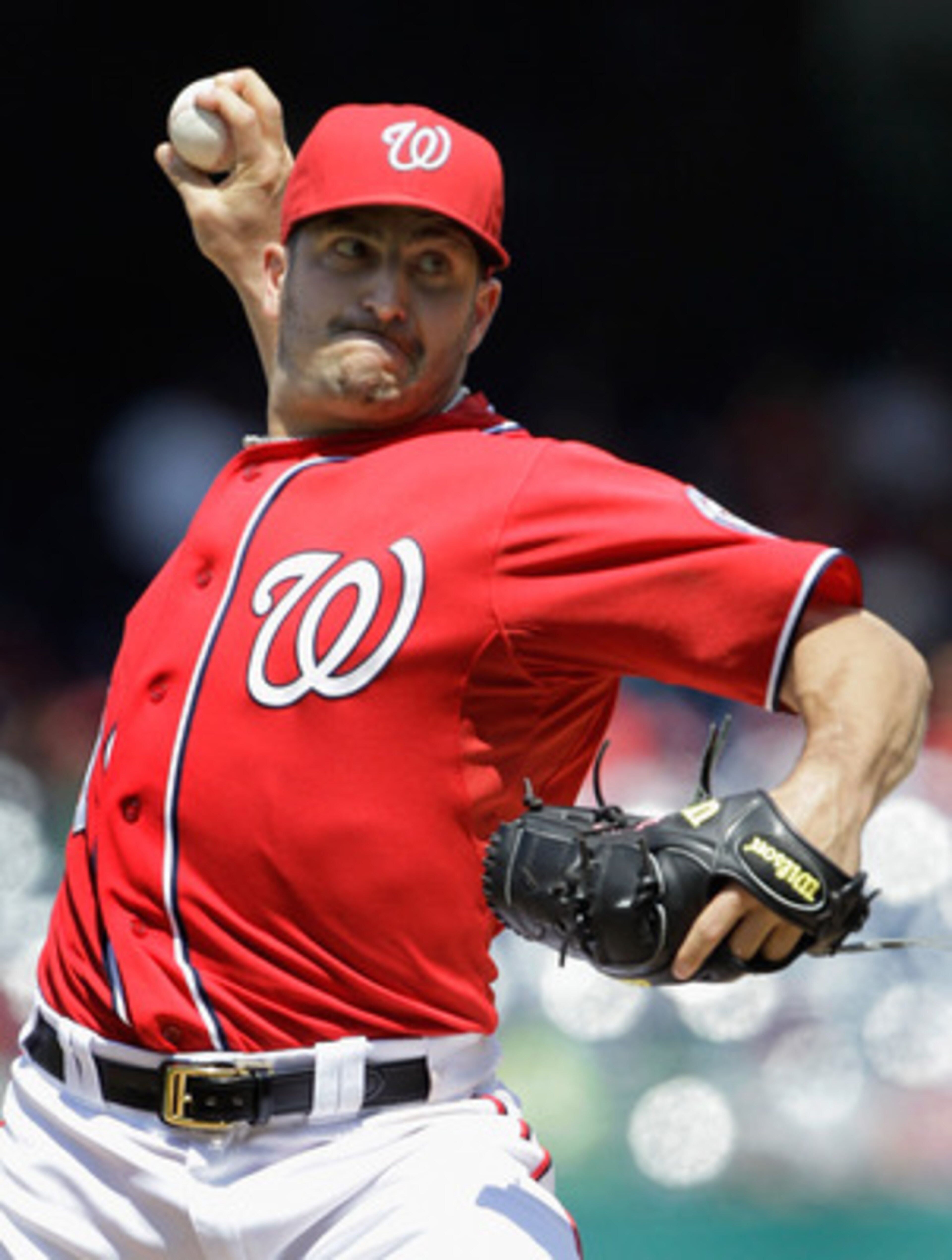 WASHINGTON, DC - MAY 15:  Starting pitcher Jason Marquis #21 of the Washington Nationals delivers to a Florida Marlins batter during the third inning at Nationals Park on May 15, 2011 in Washington, DC.  (Photo by Rob Carr/Getty Images)