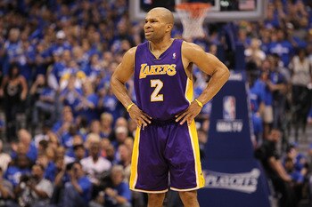 DALLAS, TX - MAY 06: Guard Derek Fisher #2 of the Los Angeles Lakers reacts against the Dallas Mavericks in Game Three of the Western Conference Semifinals during the 2011 NBA Playoffs on May 6, 2011 at American Airlines Center in Dallas, Texas. NOTE TO DALLAS, TX - MAY 06: Guard Derek Fisher #2 of the Los Angeles Lakers reacts against the Dallas Mavericks in Game Three of the Western Conference Semifinals during the 2011 NBA Playoffs on May 6, 2011 at American Airlines Center in Dallas, Texas. NOTE TO