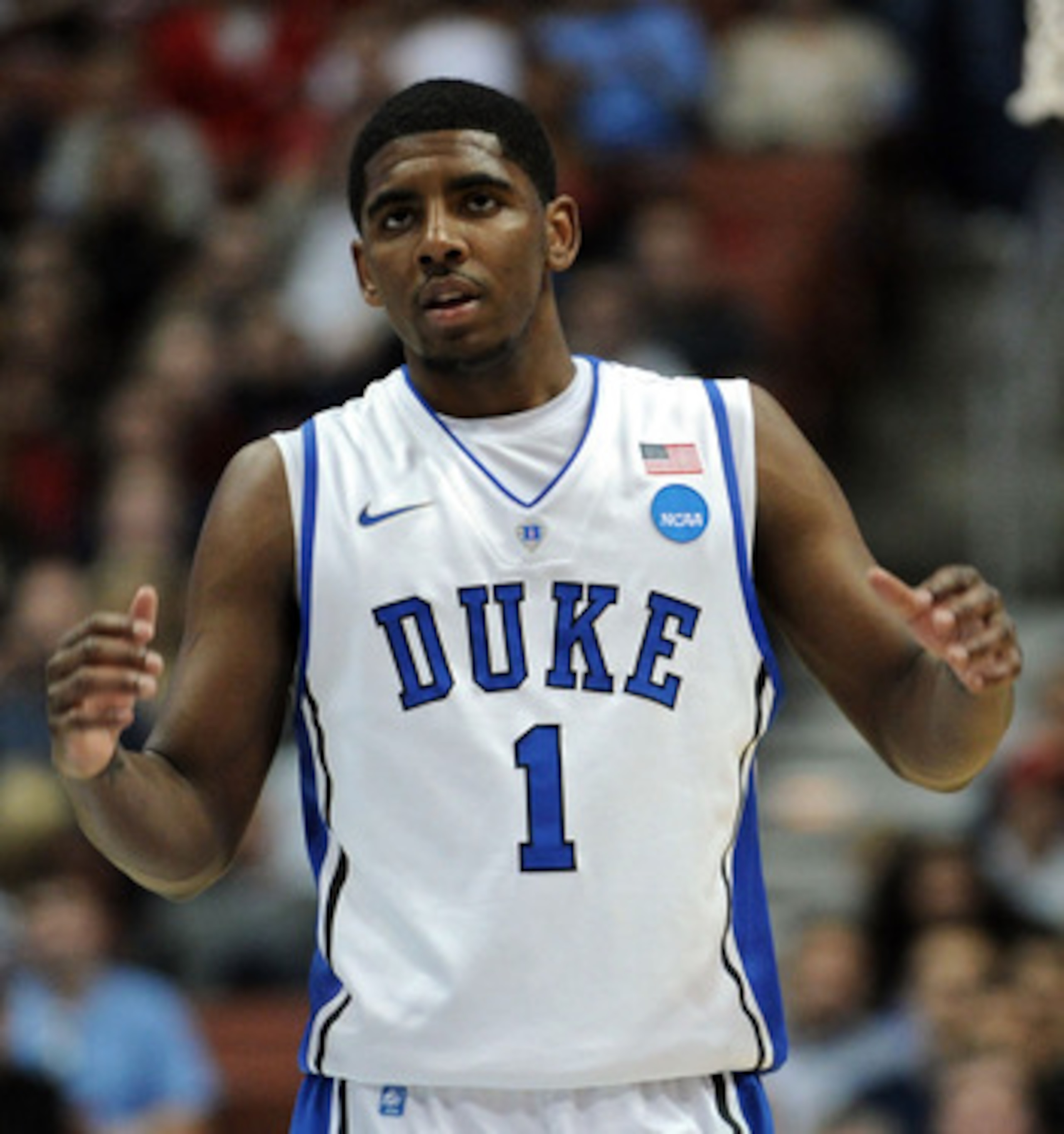ANAHEIM, CA - MARCH 24:  Kyrie Irving #1 of the Duke Blue Devils looks on against the Arizona Wildcats during the west regional semifinal of the 2011 NCAA men's basketball tournament at the Honda Center on March 24, 2011 in Anaheim, California.  (Photo by