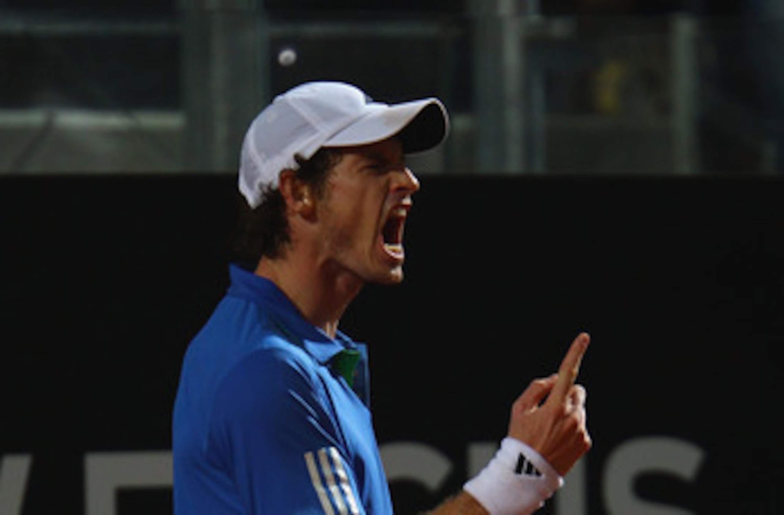 ROME, ITALY - MAY 14:  Andy Murray of Great Britain shows his frustrations after a point during his semi final match against Novak Djokovic of Serbia during day seven of the Internazoinali BNL D'Italia at the Foro Italico Tennis Centre  on May 14, 2011 in