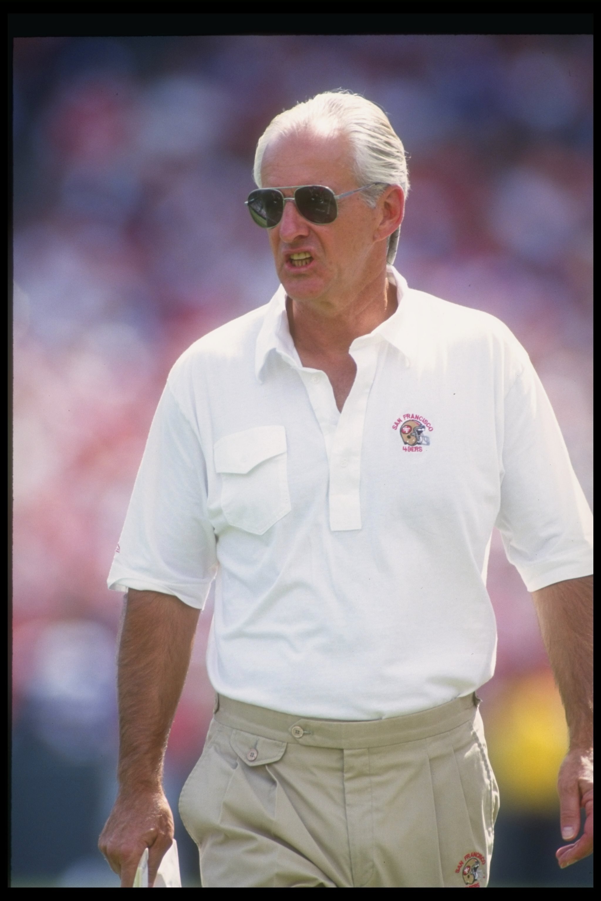 13 Sep 1992:  San Francisco 49ers head coach George Seifert looks on during a game against the Buffalo Bills at Candlestick Park in San Francisco, California.  The Bills won the game, 34-31. Mandatory Credit: Otto Greule Jr.  /Allsport