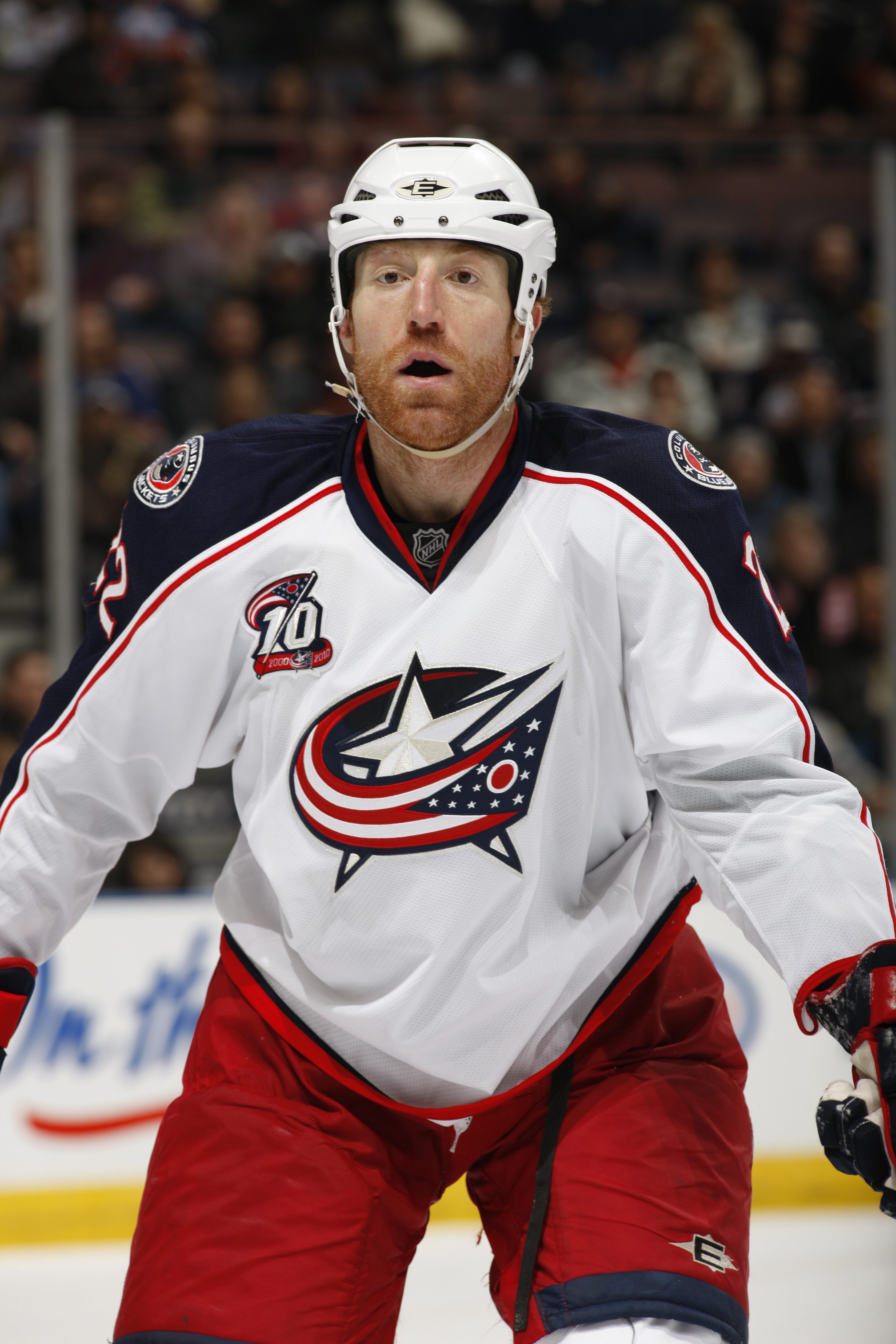 EDMONTON, CANADA - DECEMBER 16: Mike Commodore #22 of the Columbus Blue Jackets during the game against the Edmonton Oilers on December 16, 2010 at Rexall Place in Edmonton, Alberta, Canada. (Photo by Dale MacMillan/Getty Images)
