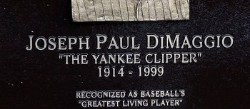 NEW YORK - MAY 02:  The plaque of Joe DiMaggio is seen in Monument Park at Yankee Stadium prior to the game between the New York Yankees and the Chicago White Sox on May 2, 2010 in the Bronx borough of New York City. The Yankees defeated the White Sox 12-