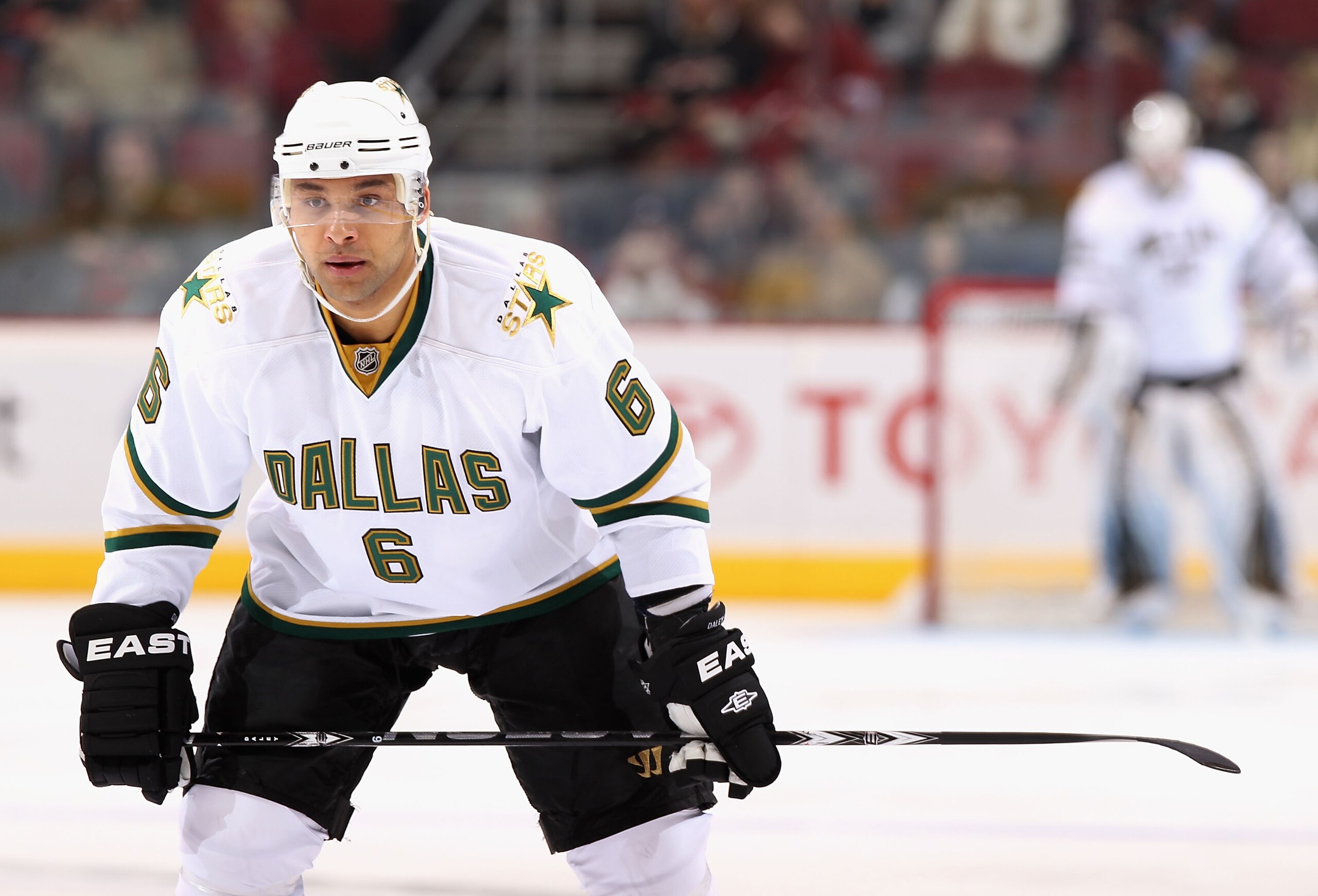 GLENDALE, AZ - MARCH 01:  Trevor Daley #6 of the Dallas Stars in action during the NHL game against the Phoenix Coyotes at Jobing.com Arena on March 1, 2011 in Glendale, Arizona.  The Stars defeated the Coyotes 3-2.  (Photo by Christian Petersen/Getty Ima