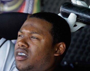 WASHINGTON, DC - MAY 15: Hanley Ramirez #2 of the Florida Marlins looks on from the dugout during the first inning against the Washington Nationals at Nationals Park on May 15, 2011 in Washington, DC.  (Photo by Rob Carr/Getty Images)