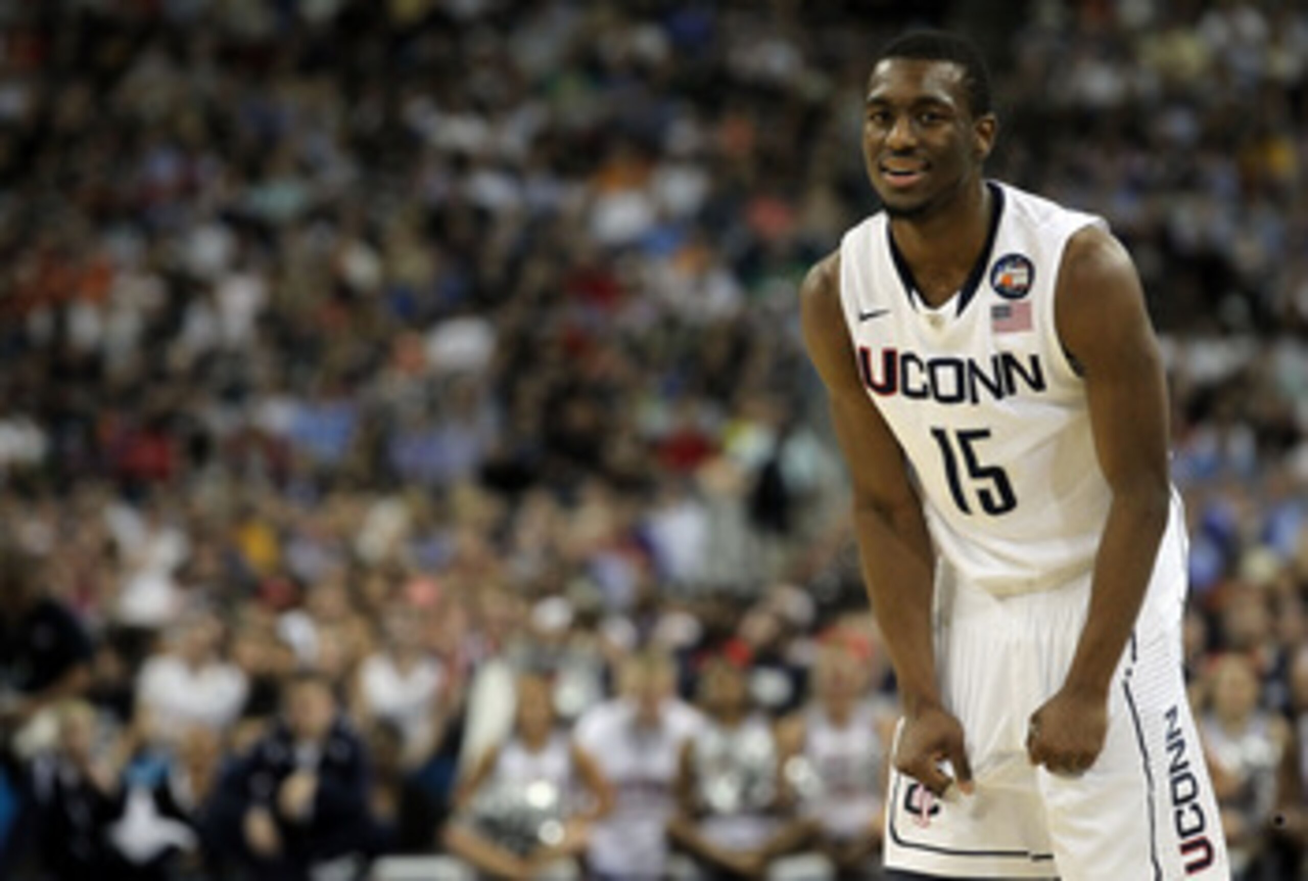 HOUSTON, TX - APRIL 04: Kemba Walker #15 of the Connecticut Huskies looks on after a play against the Butler Bulldogs during the National Championship Game of the 2011 NCAA Division I Men's Basketball Tournament at Reliant Stadium on April 4, 2011 in Hou HOUSTON, TX - APRIL 04: Kemba Walker #15 of the Connecticut Huskies looks on after a play against the Butler Bulldogs during the National Championship Game of the 2011 NCAA Division I Men's Basketball Tournament at Reliant Stadium on April 4, 2011 in Hou