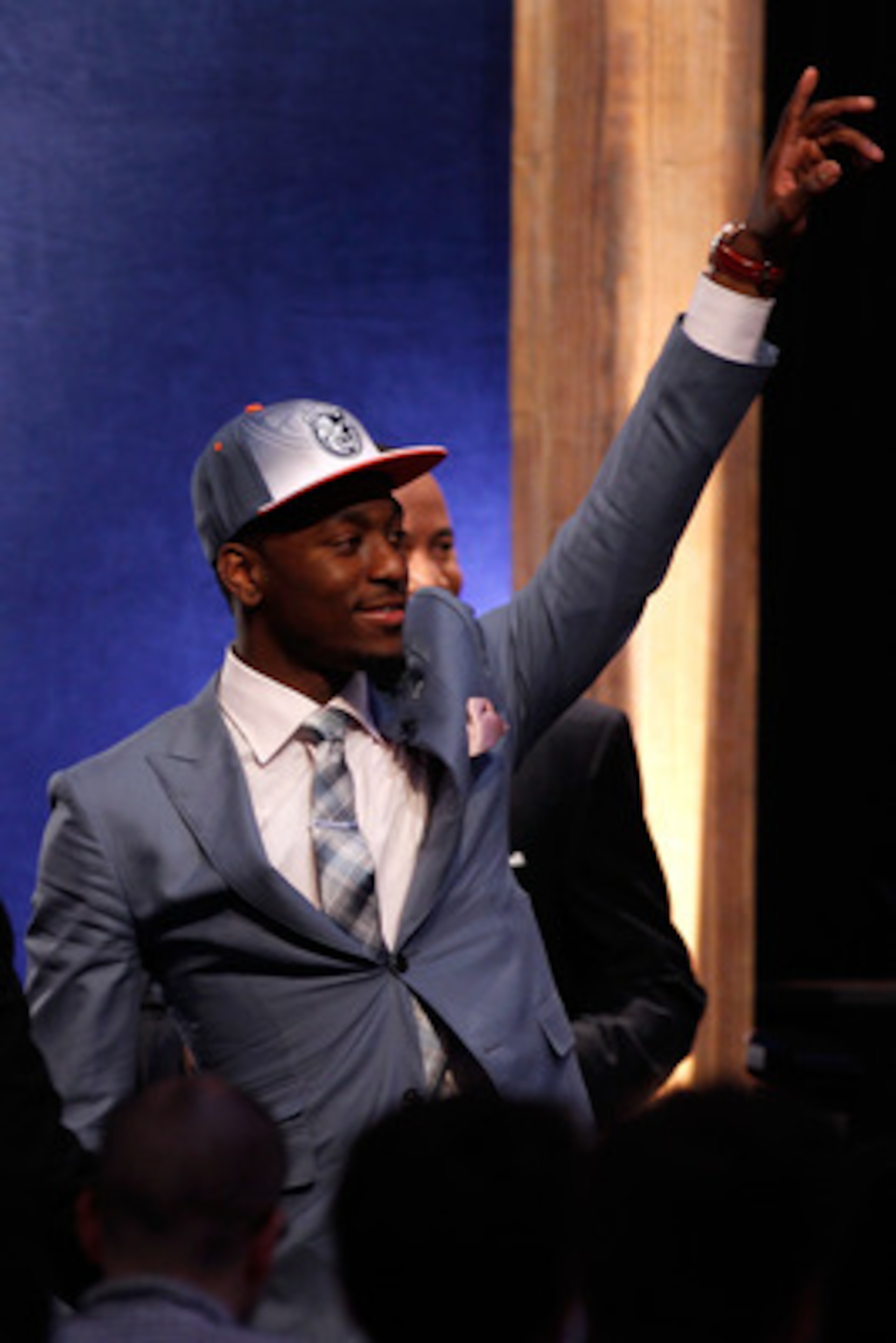 NEWARK, NJ - JUNE 23:  Kemba Walker from UCONN celebrates after he was selected #9 overall by the Charlotte Bobcats in the first round during the 2011 NBA Draft at the Prudential Center on June 23, 2011 in Newark, New Jersey.  NOTE TO USER: User expressly