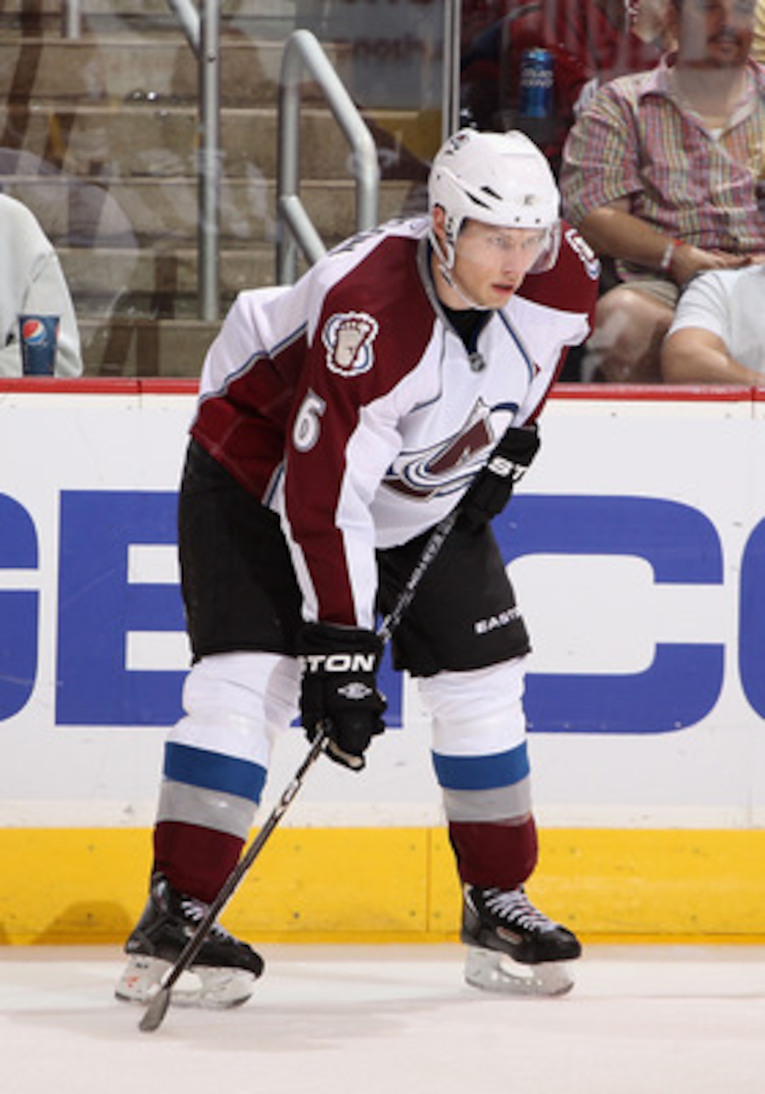 GLENDALE, AZ - APRIL 01:  Erik Johnson #6 of the Colorado Avalanche in action during the NHL game against the Phoenix Coyotes at Jobing.com Arena on April 1, 2011 in Glendale, Arizona. The Avalanche defeated the Coyotes 4-3 in an overtime shoot out.  (Pho