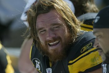 PITTSBURGH - SEPTEMBER 16:  Alan Faneca #66 of the Pittsburgh Steelers looks on during the game against the Buffalo Bills on September 16, 2007 at Heinz Field in Pittsburgh, Pennsylvania. The Steelers won 26-3. (Photo by Rick Stewart/Getty Images)