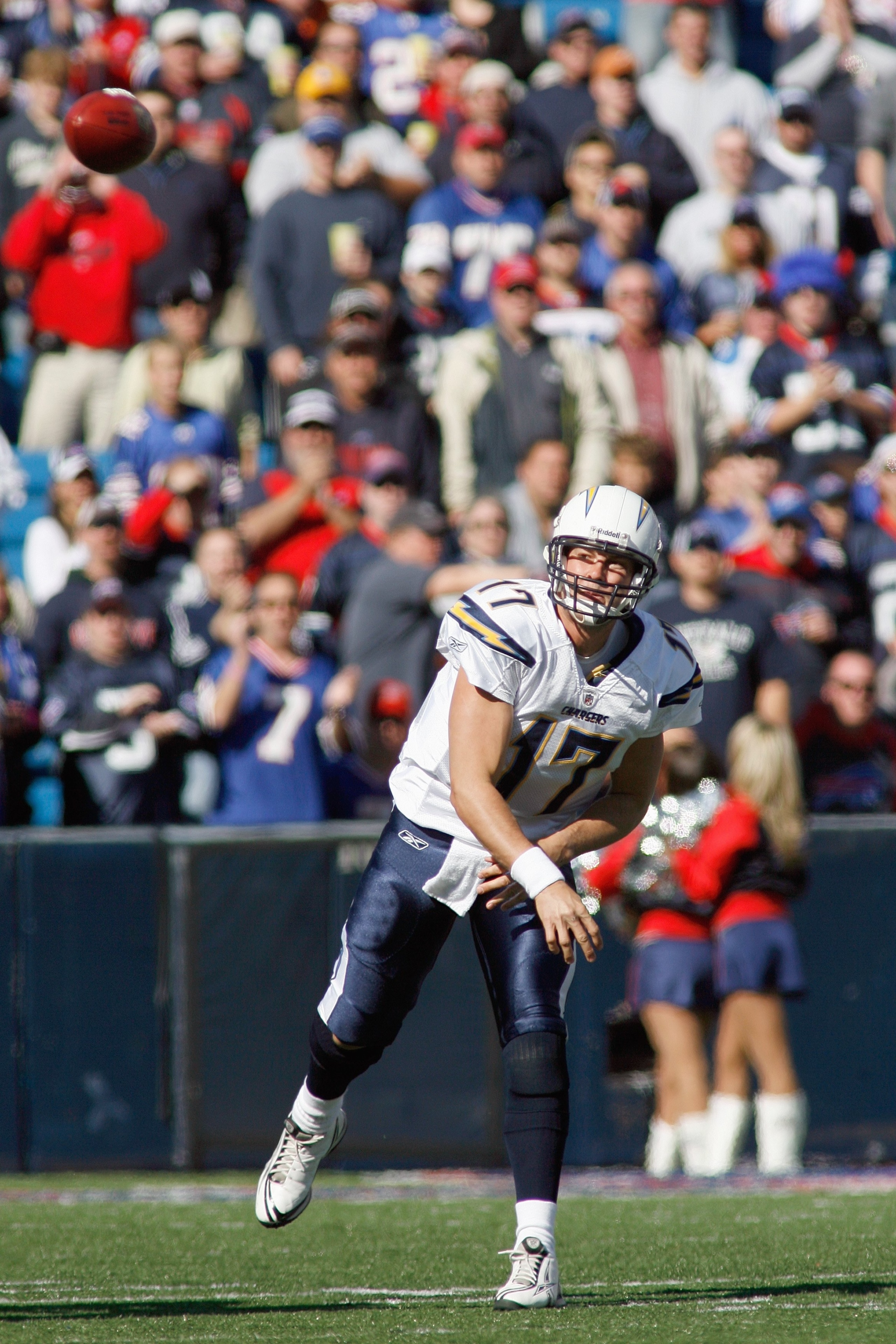 ORCHARD PARK - OCTOBER 19:  Quarterback Philip Rivers #17 of the San Diego Chargers passes the ball during the game against the Buffalo Bills on October 19, 2008 at Ralph Wilson Stadium in Orchard Park, New York.  (Photo by: Rick Stewart/Getty Images)