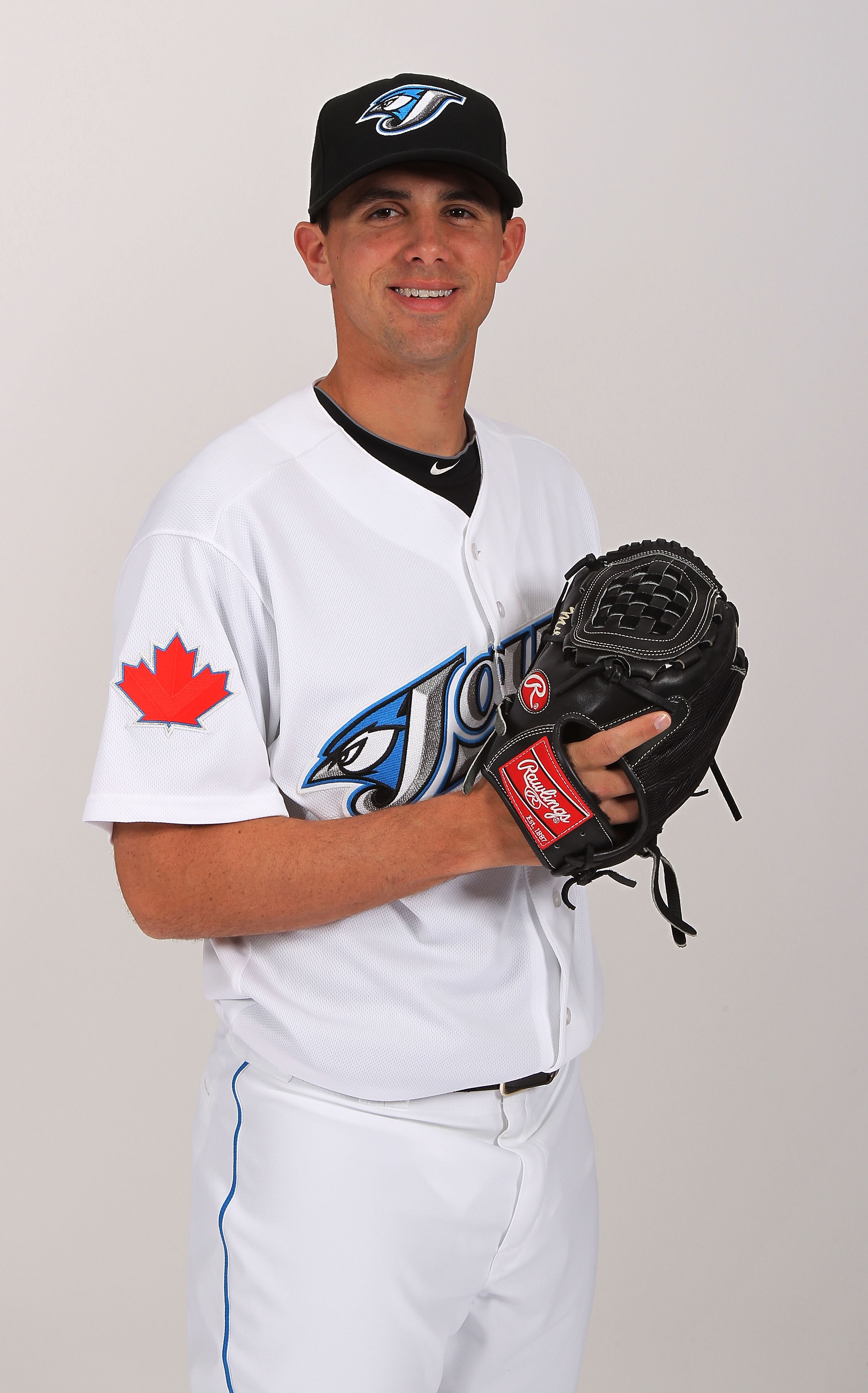 DUNEDIN, FL - FEBRUARY 20:  Brad Mills #59 of the Toronto Blue Jays poses during photo day at Florida Auto Exchange Stadium on February 20, 2011 in Dunedin, Florida.  (Photo by Nick Laham/Getty Images)