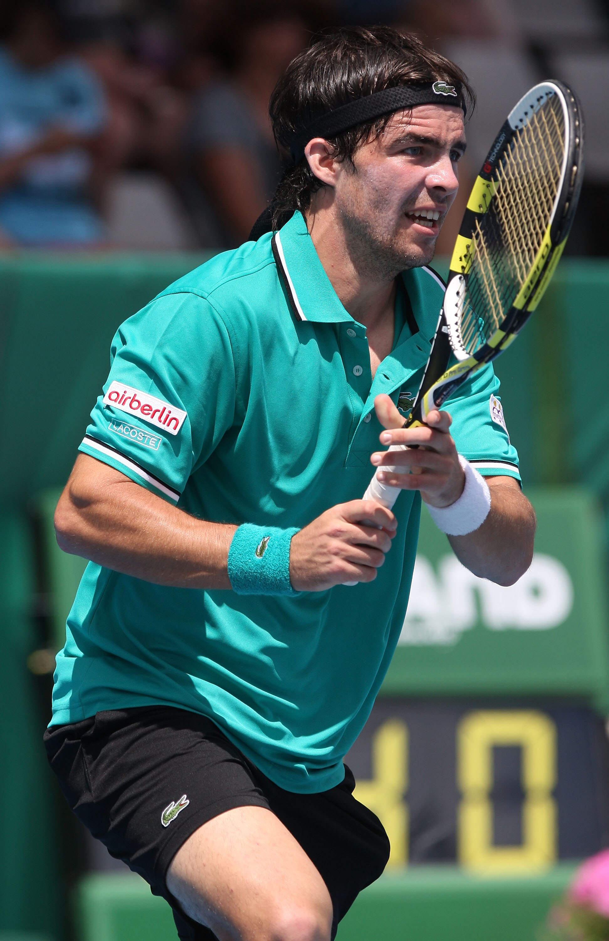 AUCKLAND, NEW ZEALAND - JANUARY 10:  Pere Riba of Spain in action during his match against Rubin Statham of New Zealand on day one of the Heineken Open at ASB Tennis Centre on January 10, 2011 in Auckland, New Zealand.  (Photo by Sandra Mu/Getty Images)