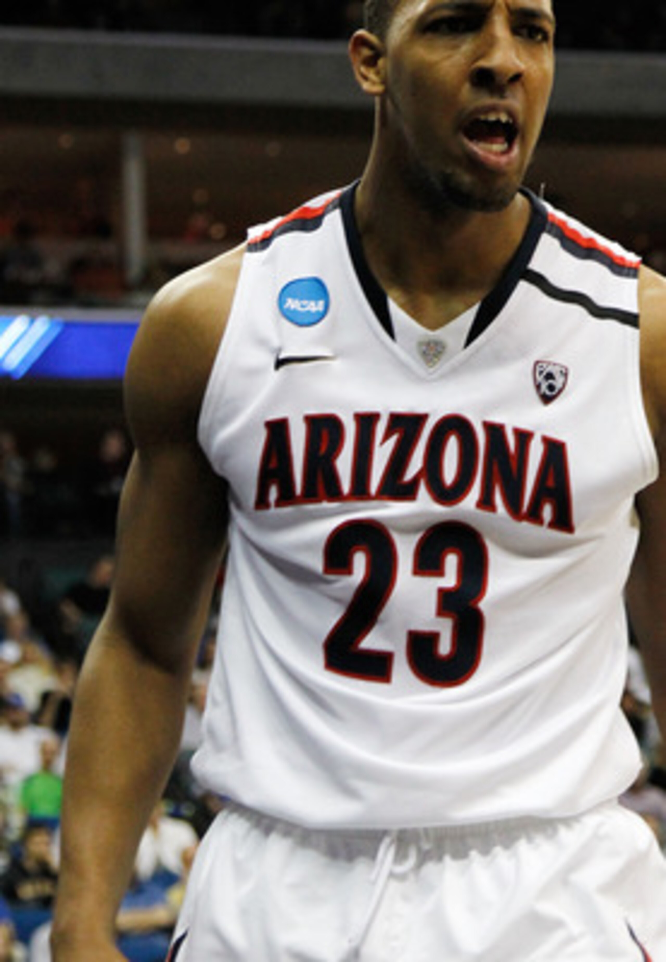 TULSA, OK - MARCH 18:  Derrick Williams #23 of the Arizona Wildcats reacts to a play against the Memphis Tigers during the second round of the 2011 NCAA men's basketball tournament at BOK Center on March 18, 2011 in Tulsa, Oklahoma.  (Photo by Tom Penning