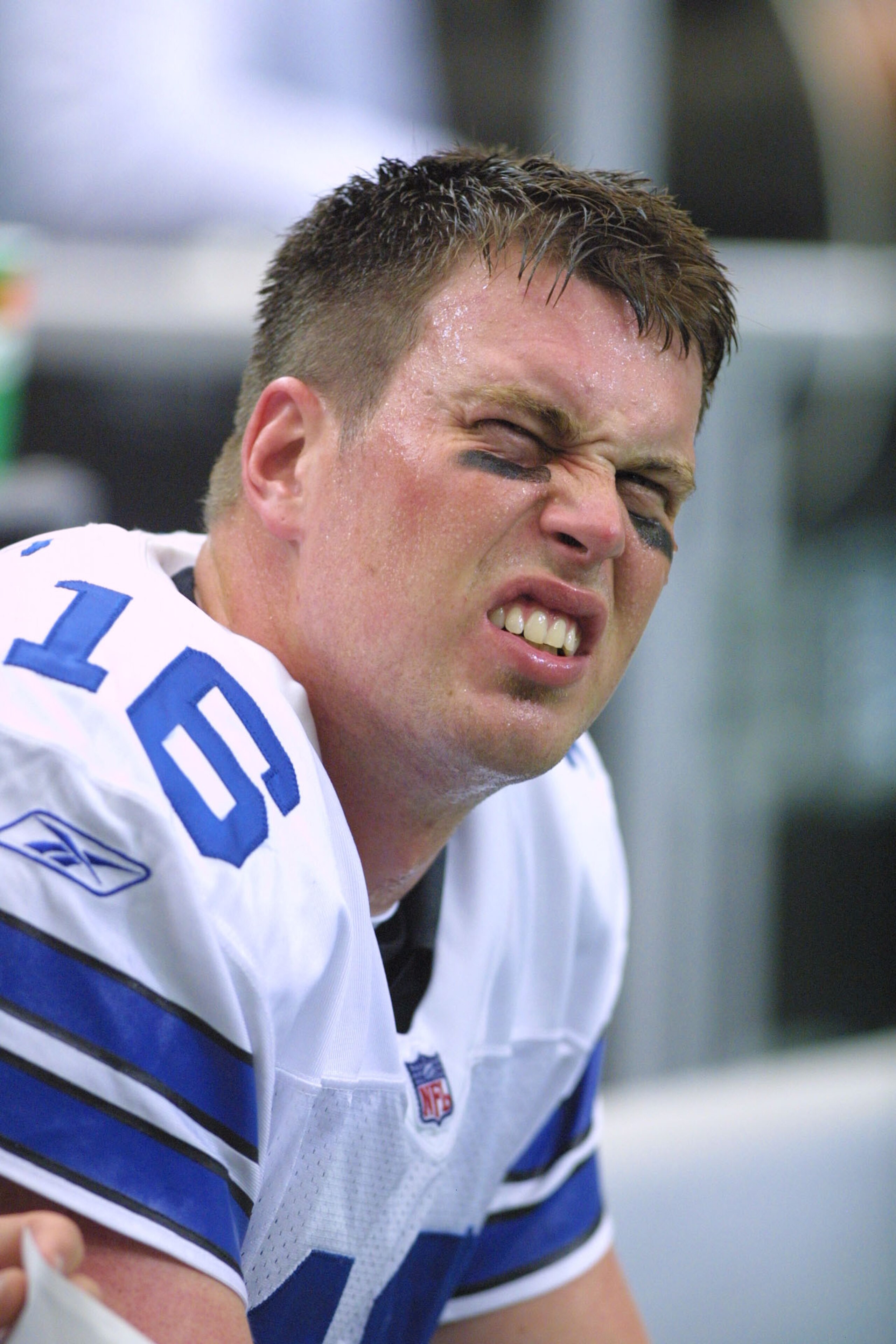11 Nov 2001:  Quarterback Ryan Leaf #16 of the Dallas Cowboys looks up at the scoreboard as his team loses to the Atlanta Falcons 20-13 at the Georgia Dome in Atlanta, Georgia. DIGITAL IMAGE.  Mandatory Credit: Scott Halleran/ALLSPORT
