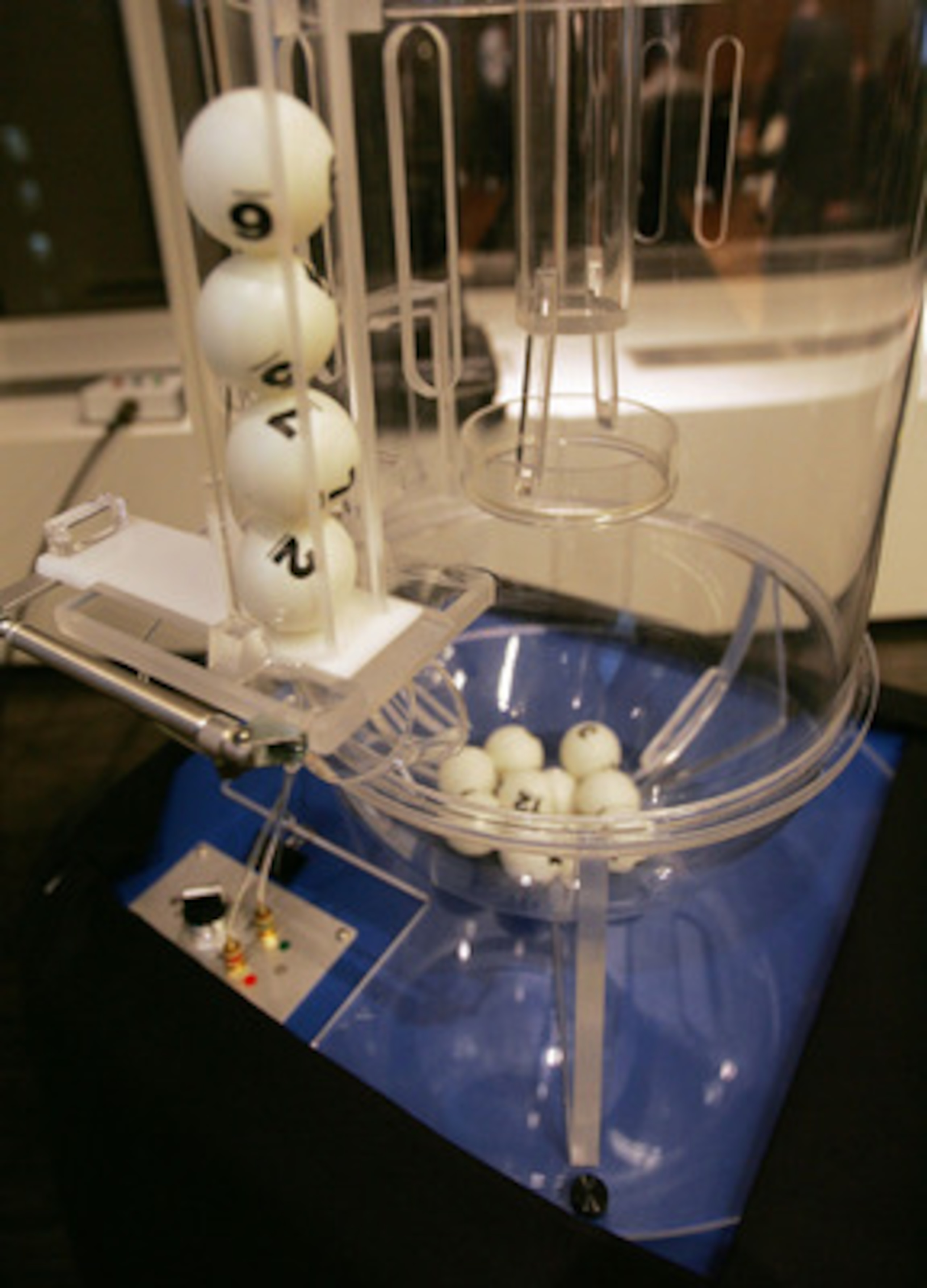NEW YORK - APRIL 07:  The final order of balls '2756' rest in the lottery machine during the 2008 NHL Draft Drawing on April 7, 2008 at the National Hockey League headquarters in New York City.  (Photo by Bruce Bennett/Getty Images for the NHL)